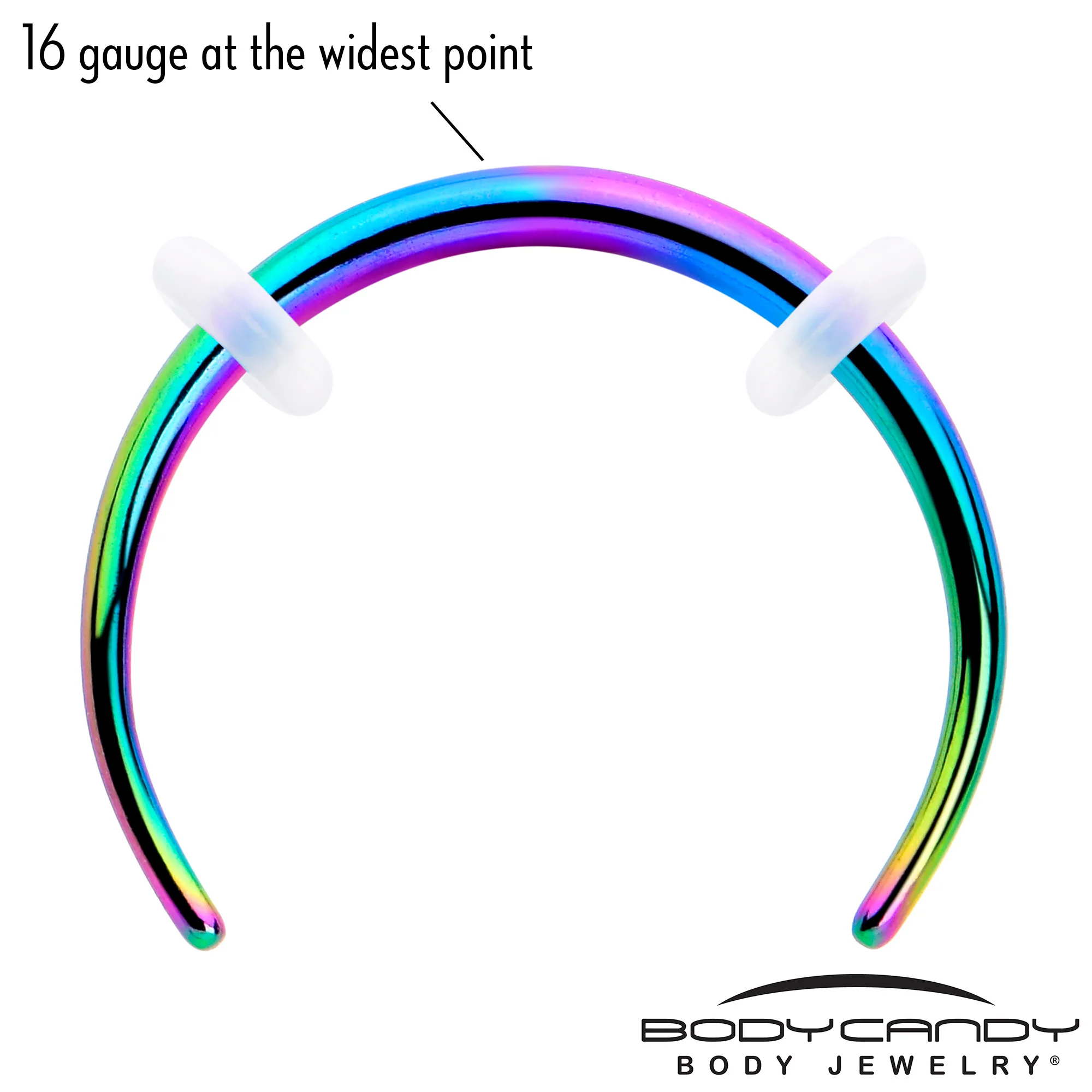 16G 3/8 Rainbow Pincher Crescent Taper - Image 3