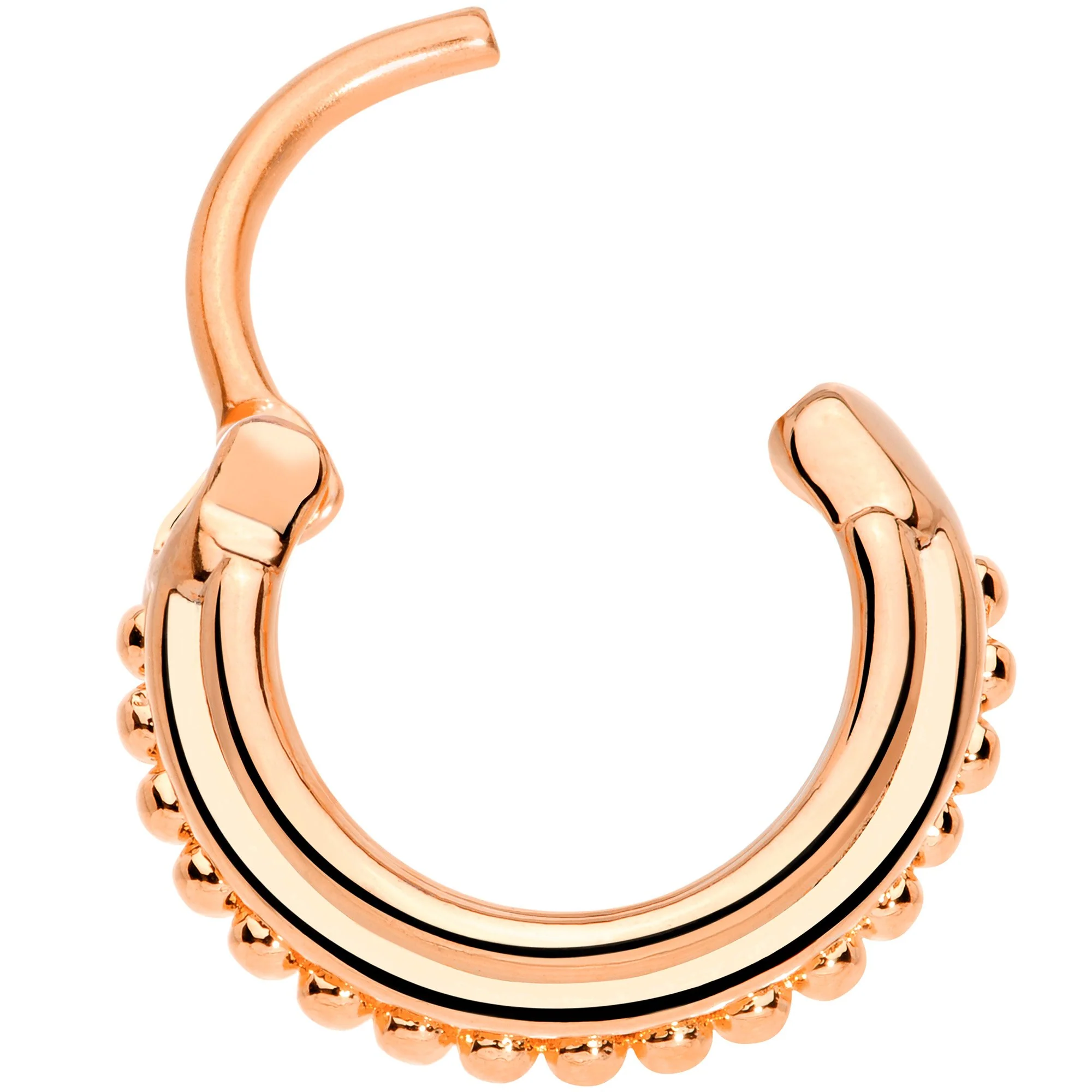 16G 3/8 Rose Gold Tone Delicate Details Hinged Septum Ring - Image 2