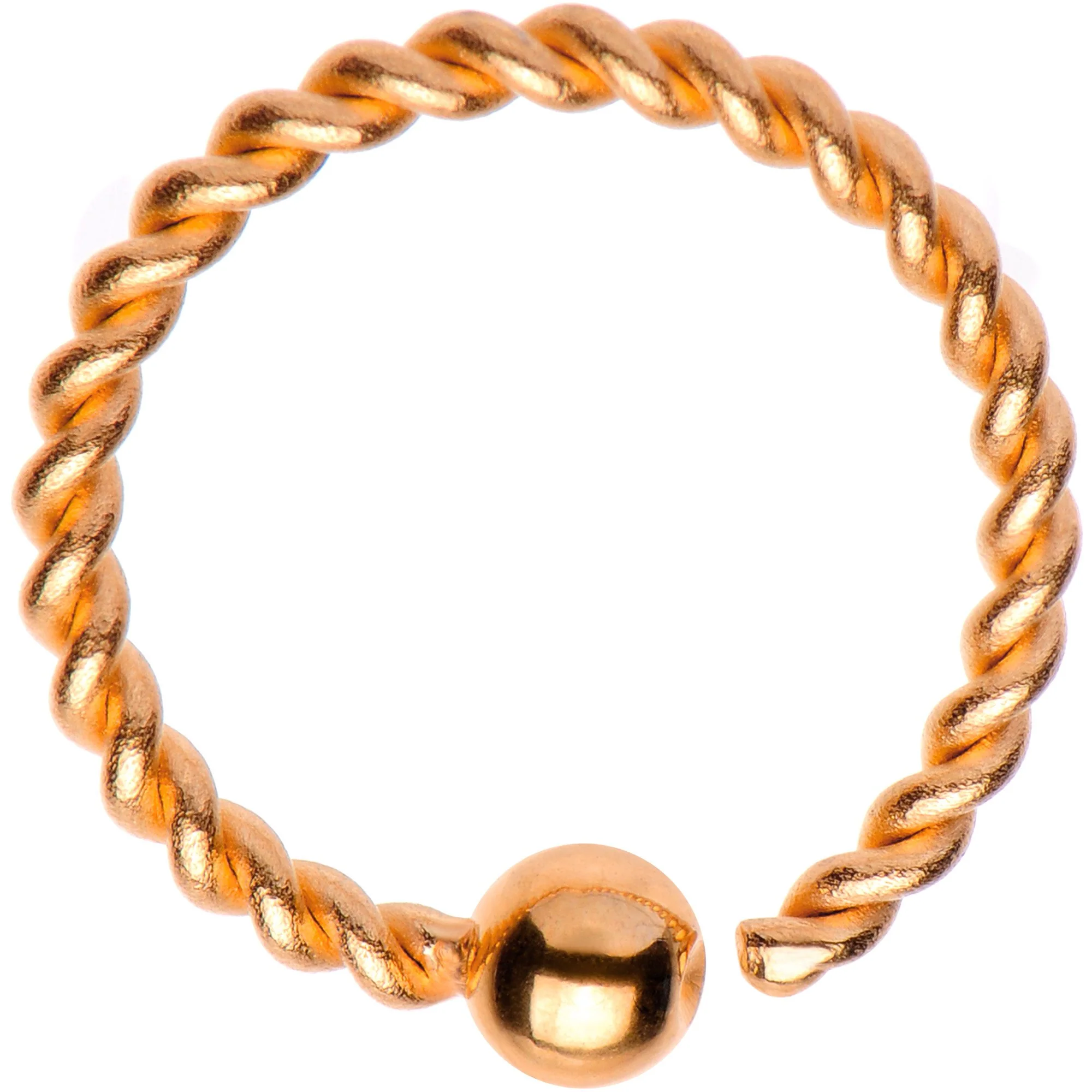 16G 3/8" Rose Gold Tone IP So Twisted Captive Style Seamless Ring - Image 2