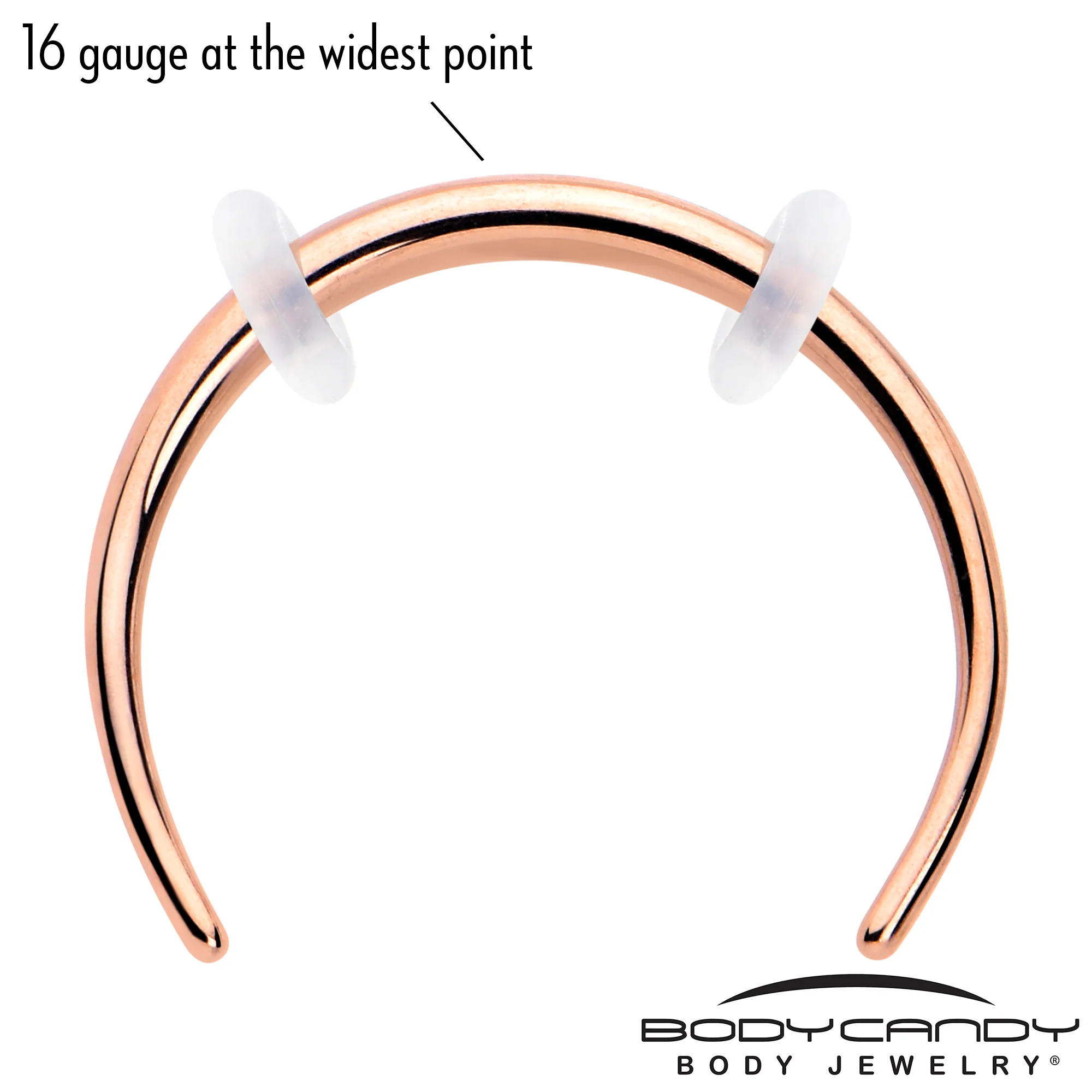 16G 3/8 Rose Gold Tone Pincher Crescent Taper - Image 3