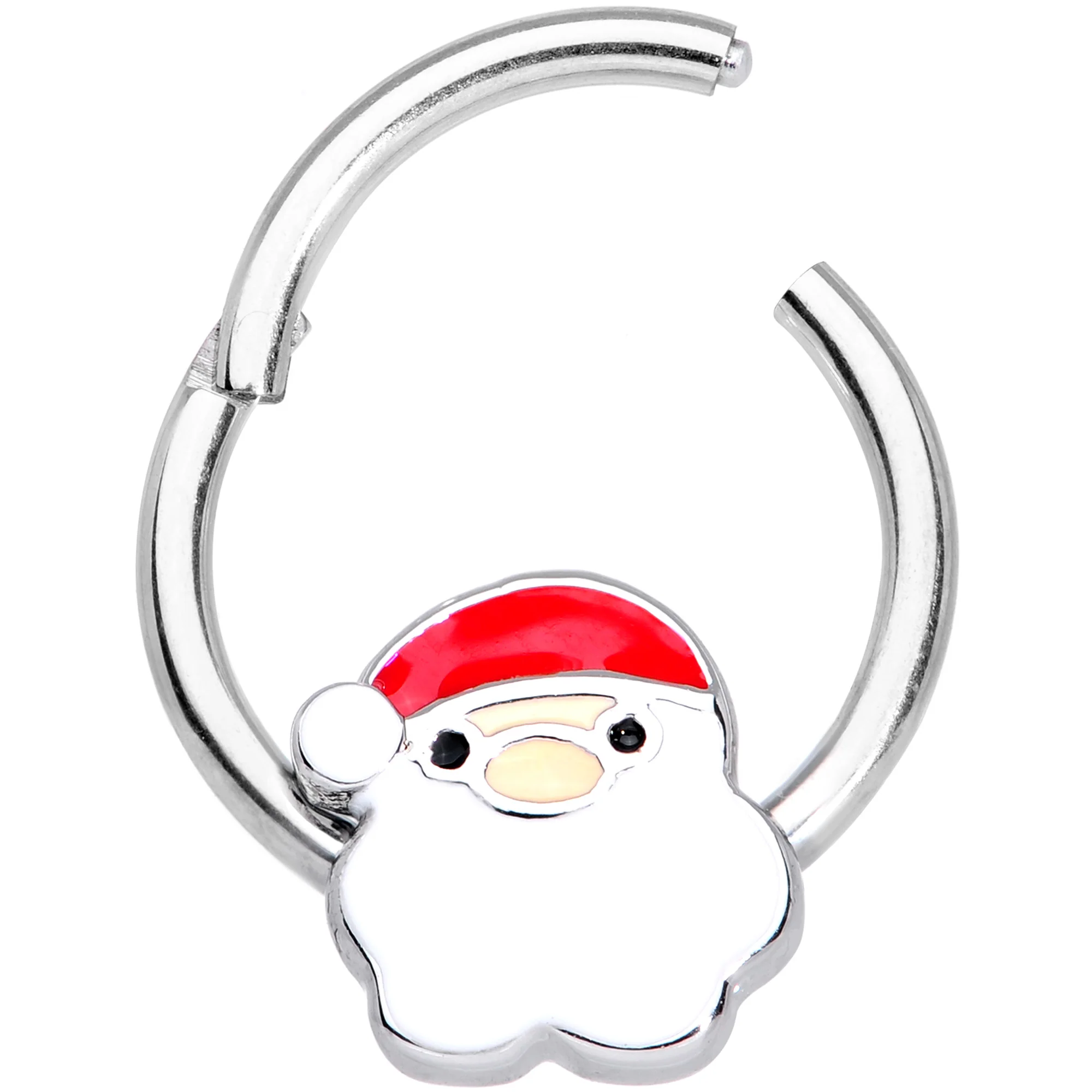 16G 3/8 Santa Claus Christmas Hinged Segment Ring - Image 4