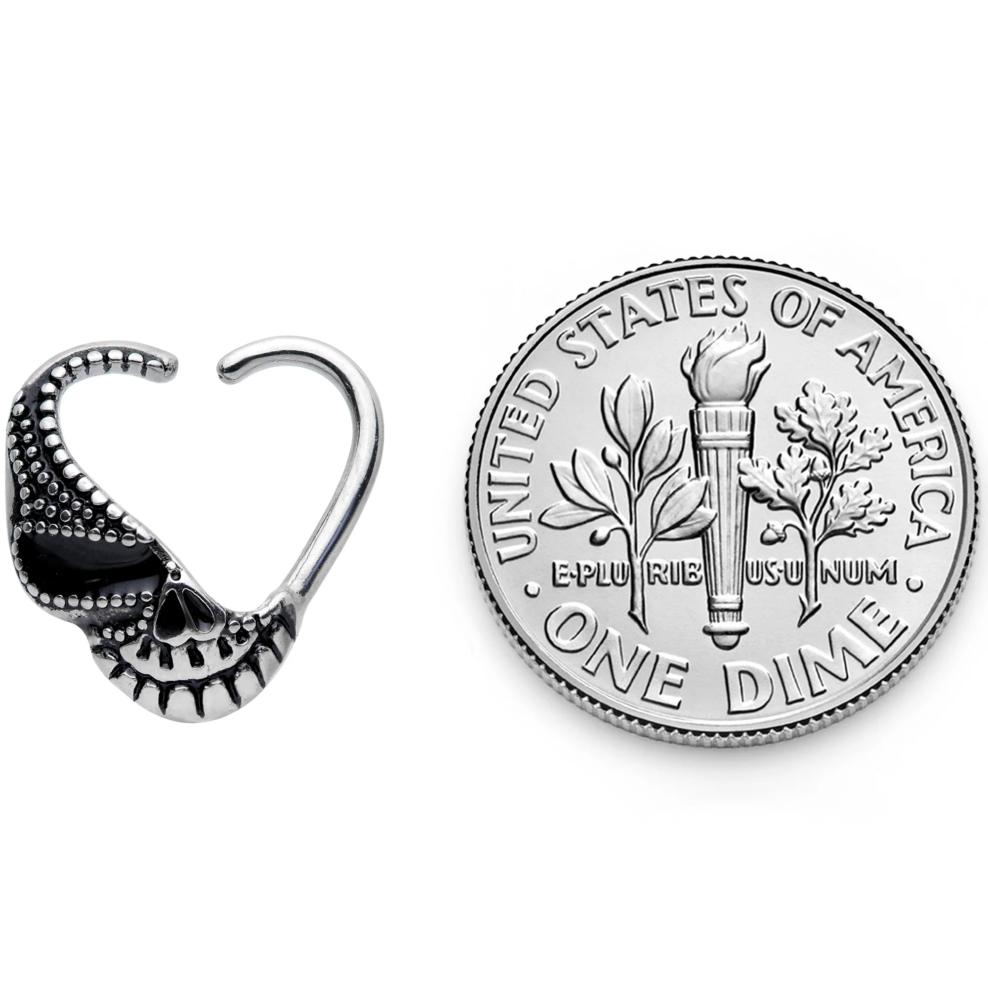 16G 3/8 Skull Halloween Right Heart Closure Ring - Image 5