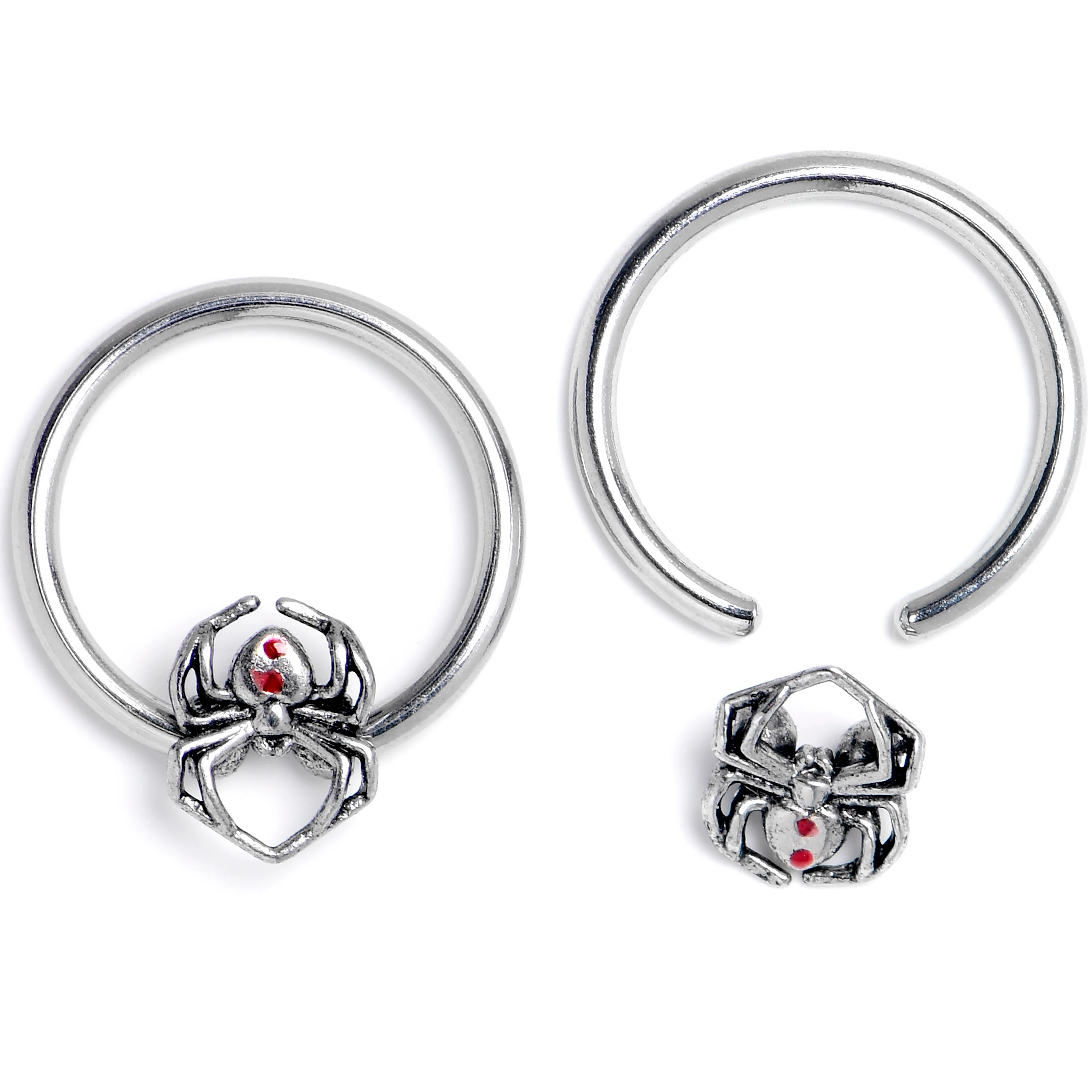 16G 3/8 Spiders Red BCR Captive Bead Ring Set of 4 - Image 2