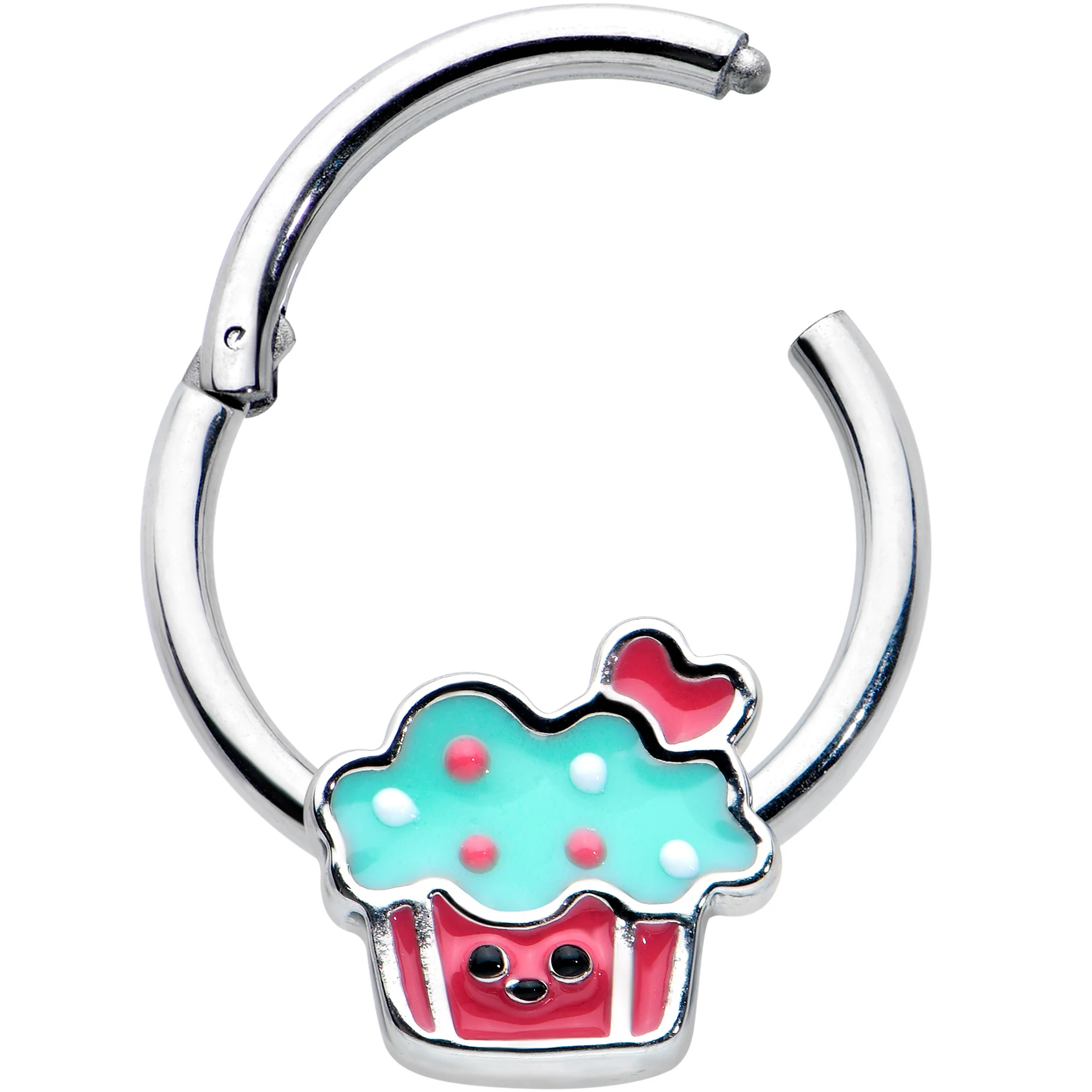 16G 3/8 Sweet Happy Cupcake Hinged Segment Ring - Image 2