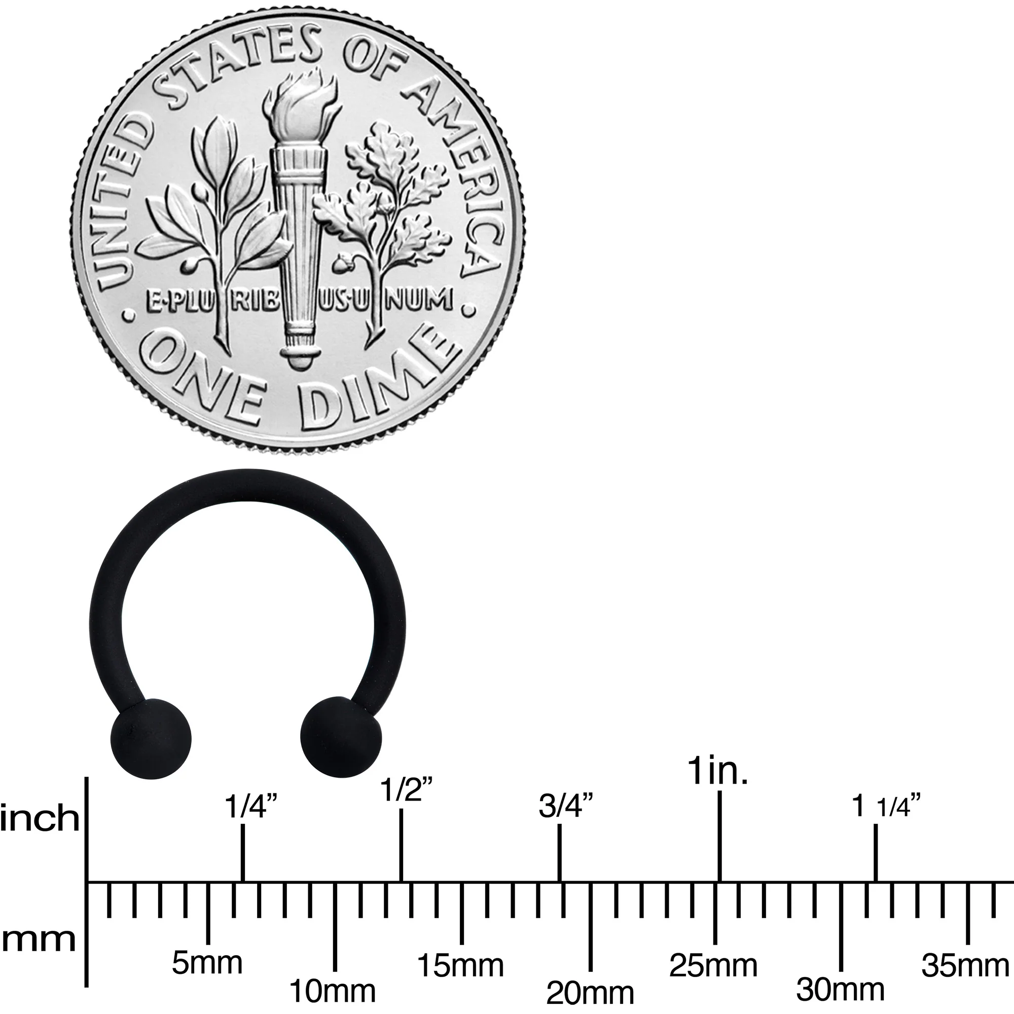 16G 3/8 Beauteous Black Matte Horseshoe Circular Barbell - Image 7