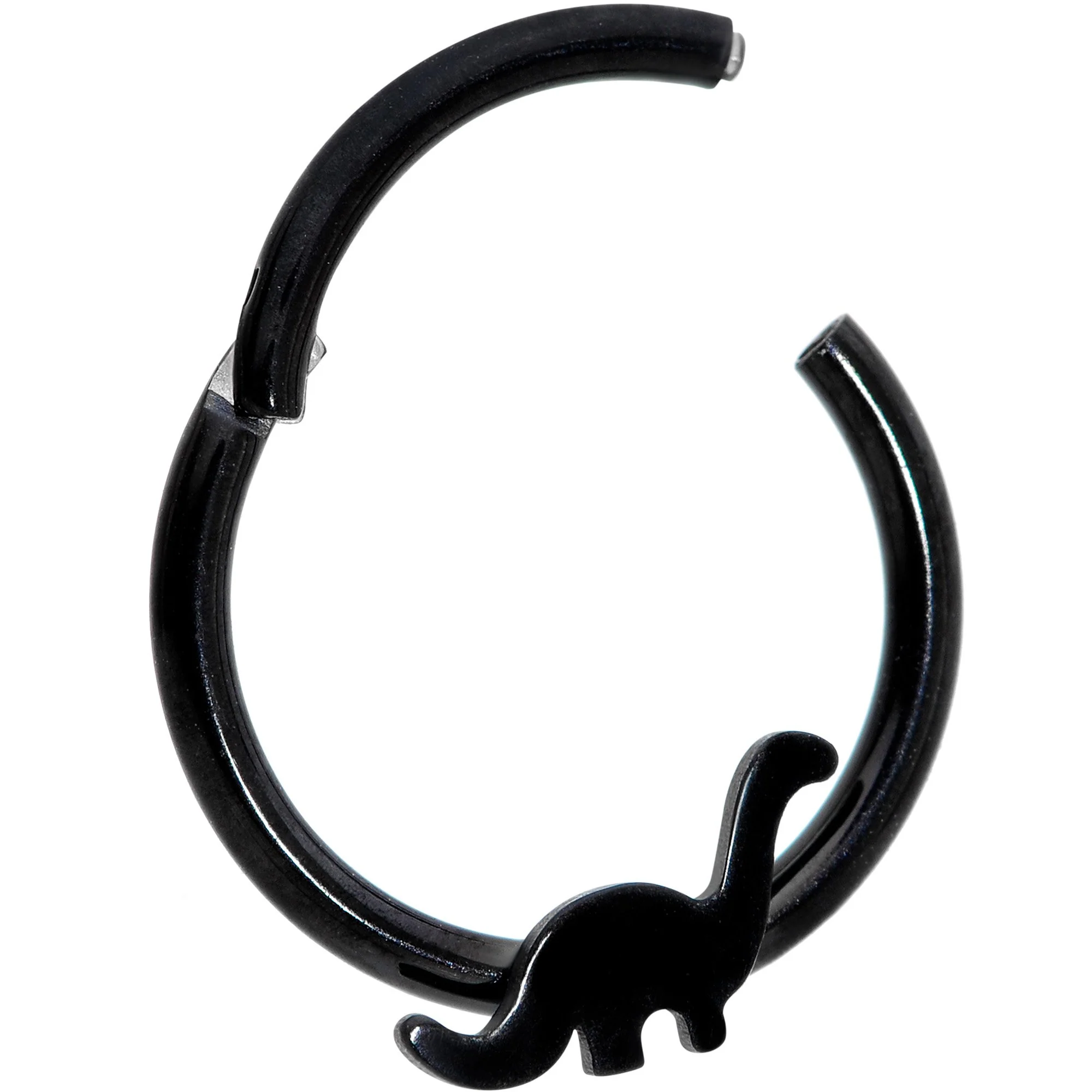 16G 3/8 Black Brontosaurus Dinosaur Hinged Segment Ring - Image 2