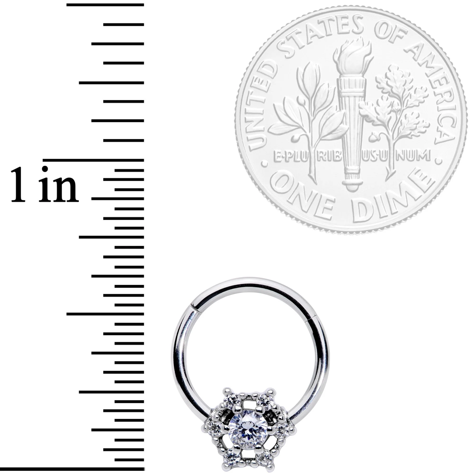 16G 3/8 Clear Gem Web of Glamour Hinged Segment Ring - Image 3
