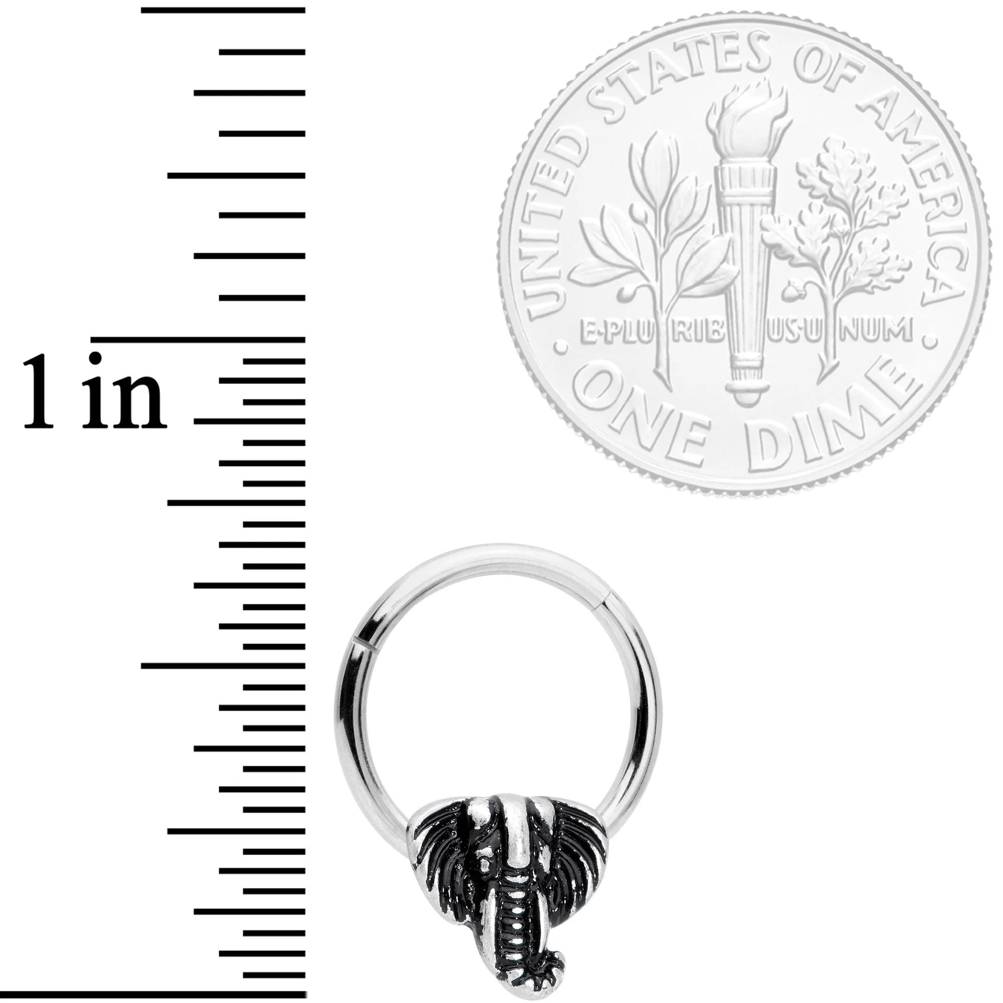 16G 3/8 Elephant Head Hinged Segment Ring - Image 3