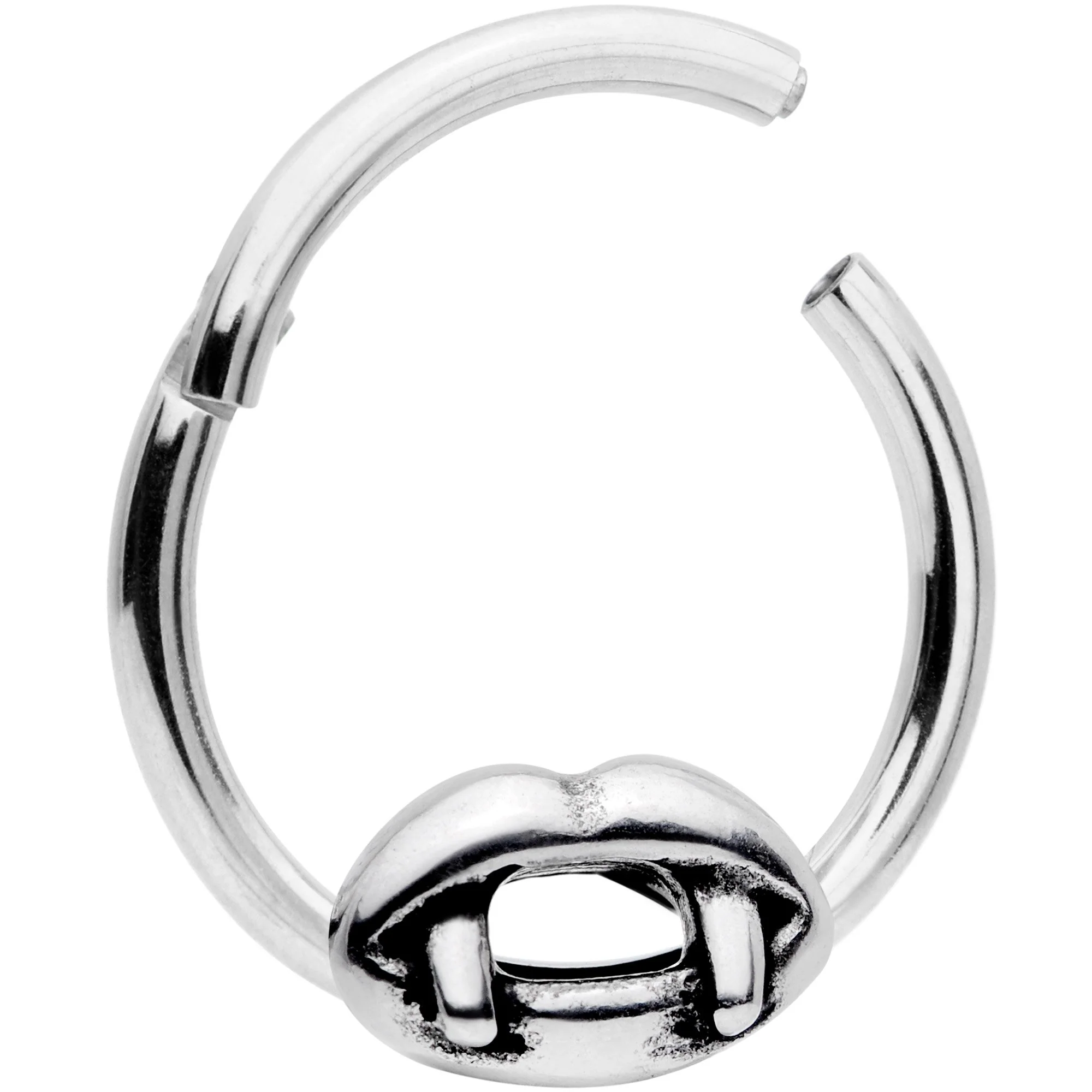 16G 3/8 Halloween Vampires Kiss Fangs Hinged Segment Ring - Image 2