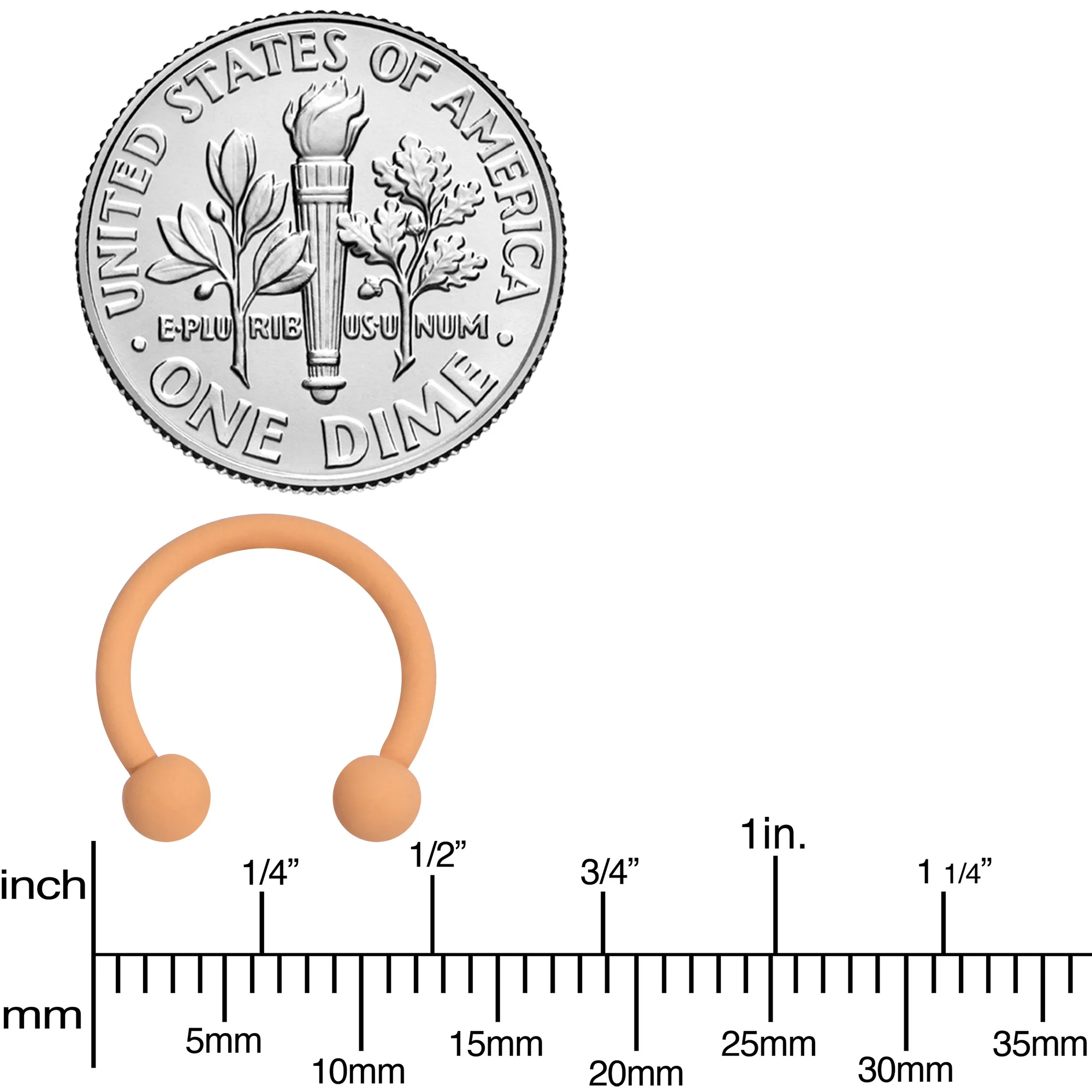 16G 3/8 Tan Matte Horseshoe Circular Barbell - Image 5