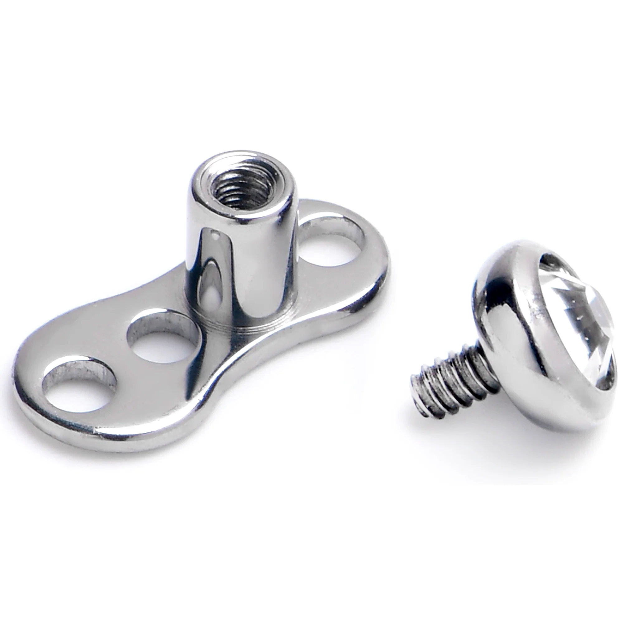 16G 3mm Gem Bezel Top 3 Hole Dermal Implant Grade Titanium Anchor Base - Image 2