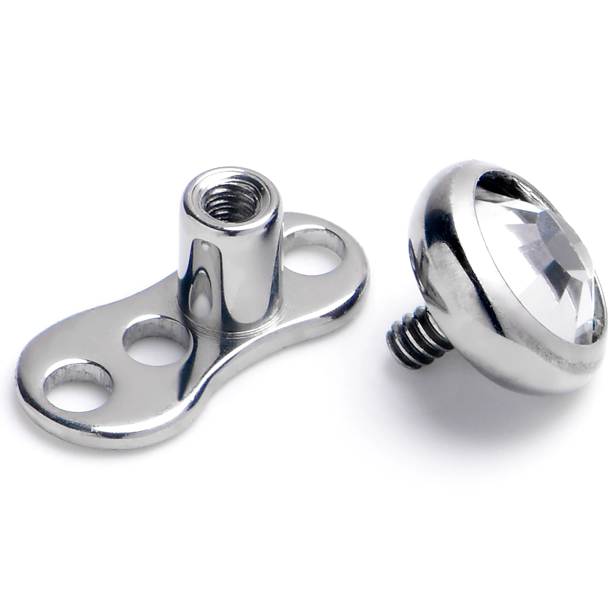 16G 4mm Gem Bezel Top 3 Hole Dermal Implant Grade Titanium Anchor Base - Image 2