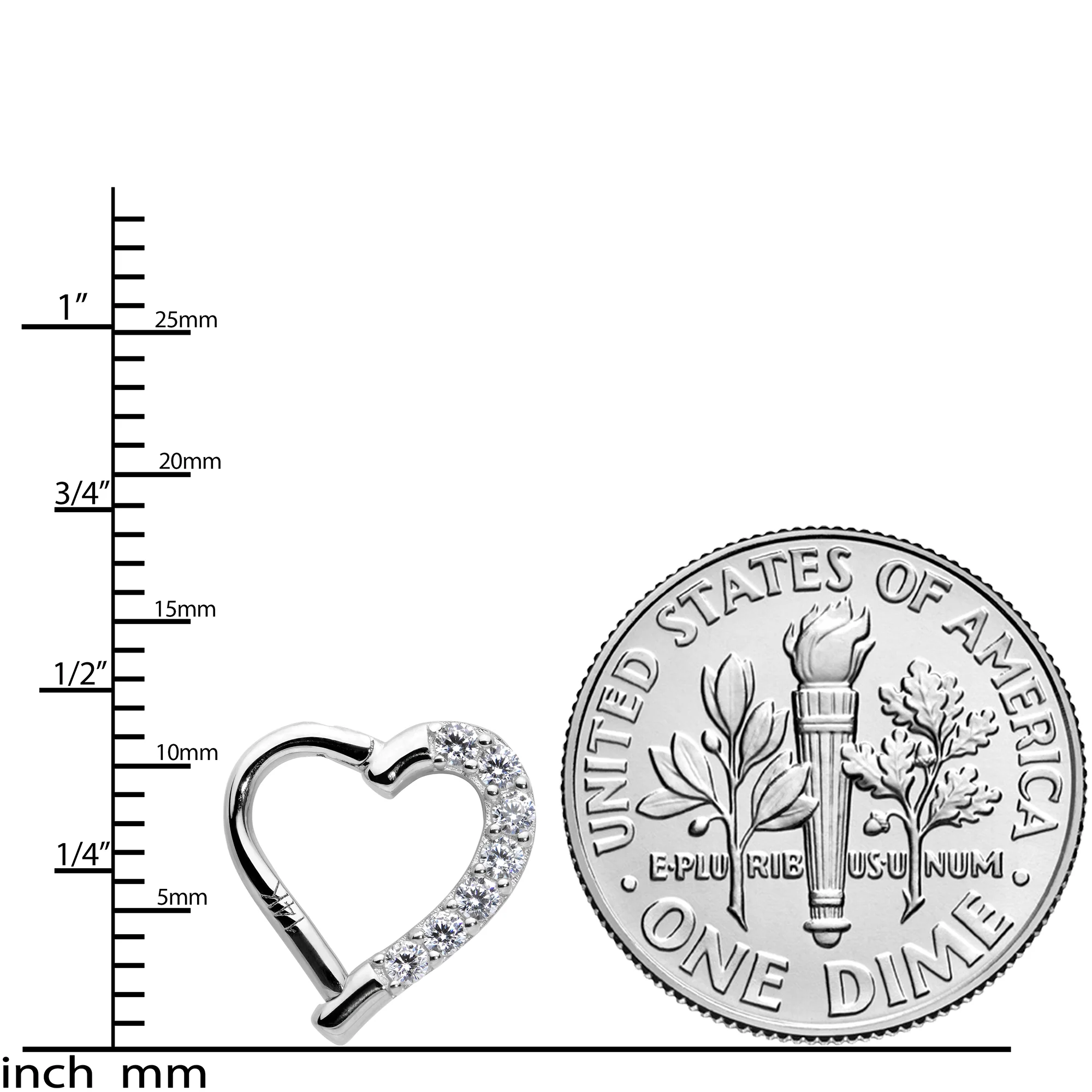 16G 5/16 14k White Gold CZ Paved Ultra Luxe Left Hinged Heart Segment Ring - Image 8