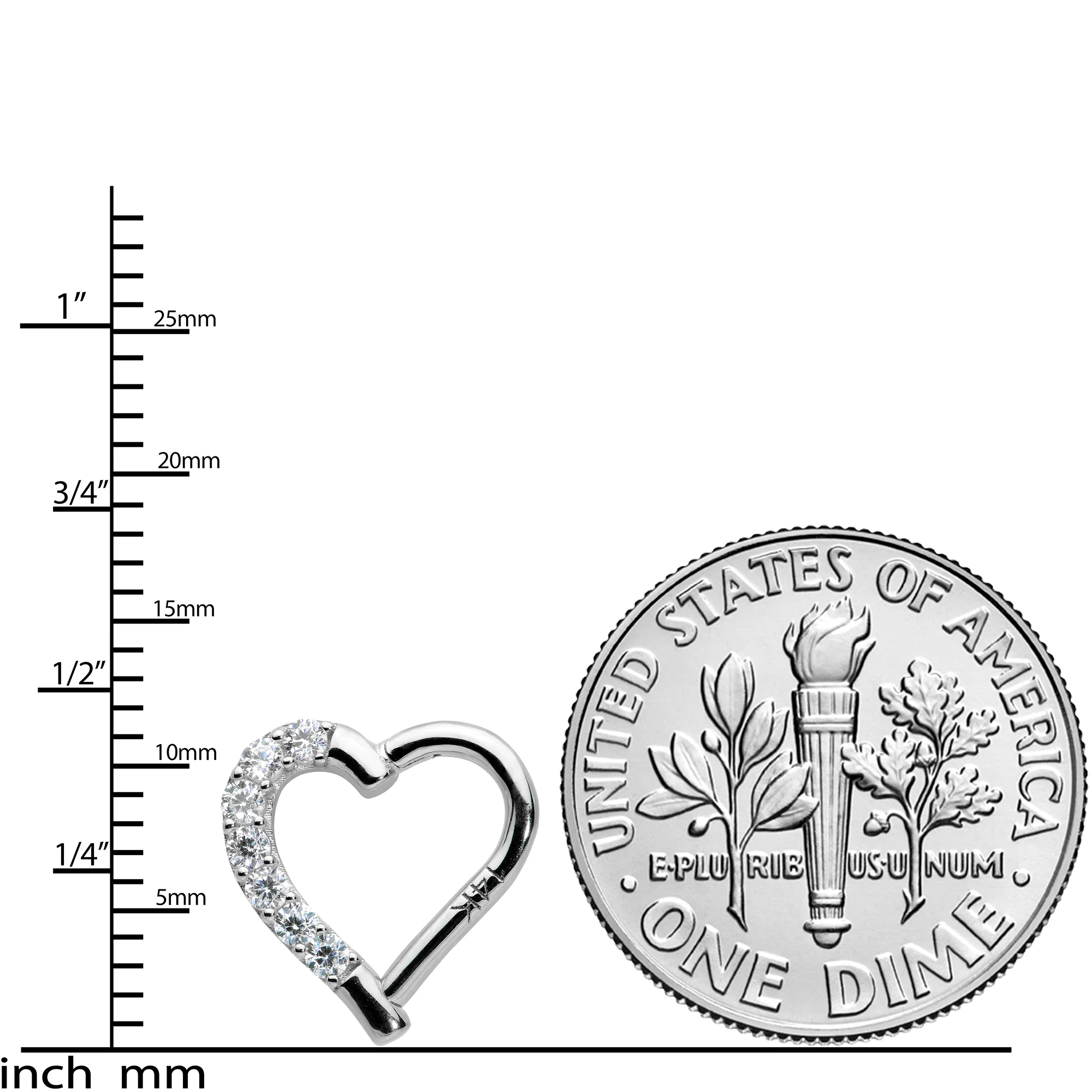 16G 5/16 14k White Gold CZ Paved Ultra Luxe Right Hinged Heart Segment Ring - Image 7