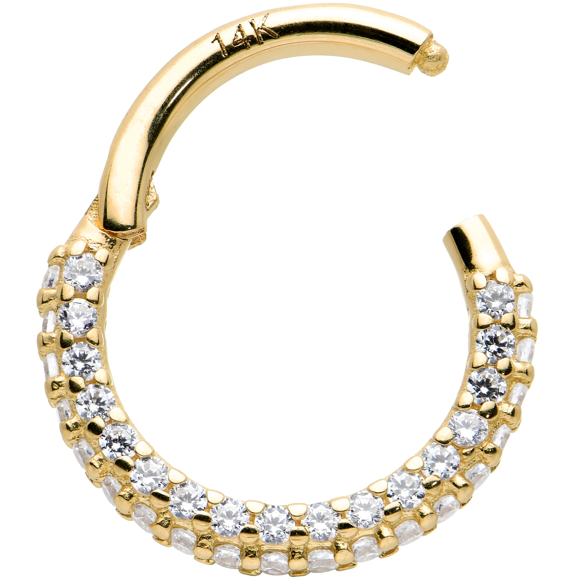 16G 5/16 14k Yellow Gold CZ Paved Ultra Luxe Hinged Circular Segment Ring - Image 4