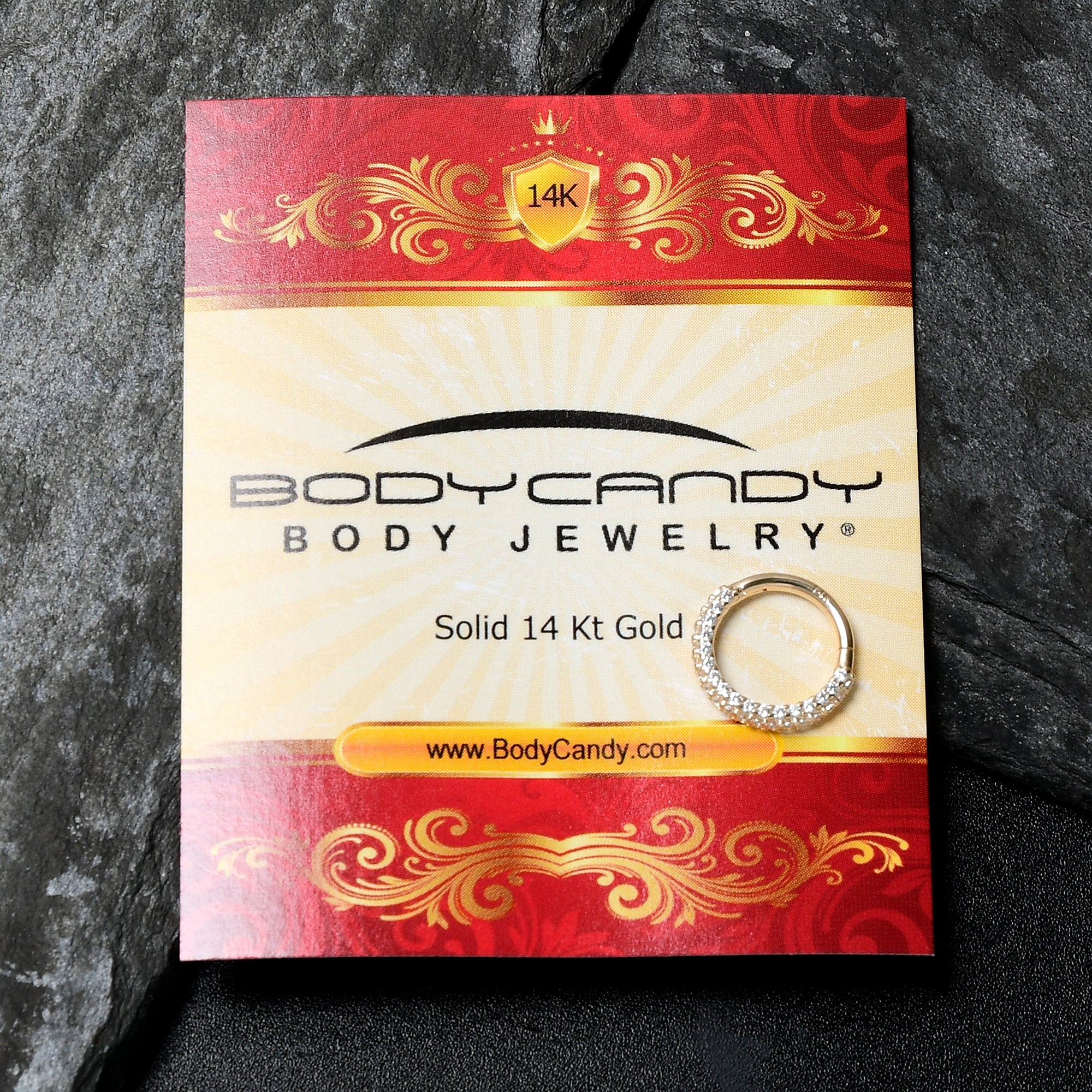 16G 5/16 14k Yellow Gold CZ Paved Ultra Luxe Hinged Circular Segment Ring - Image 5