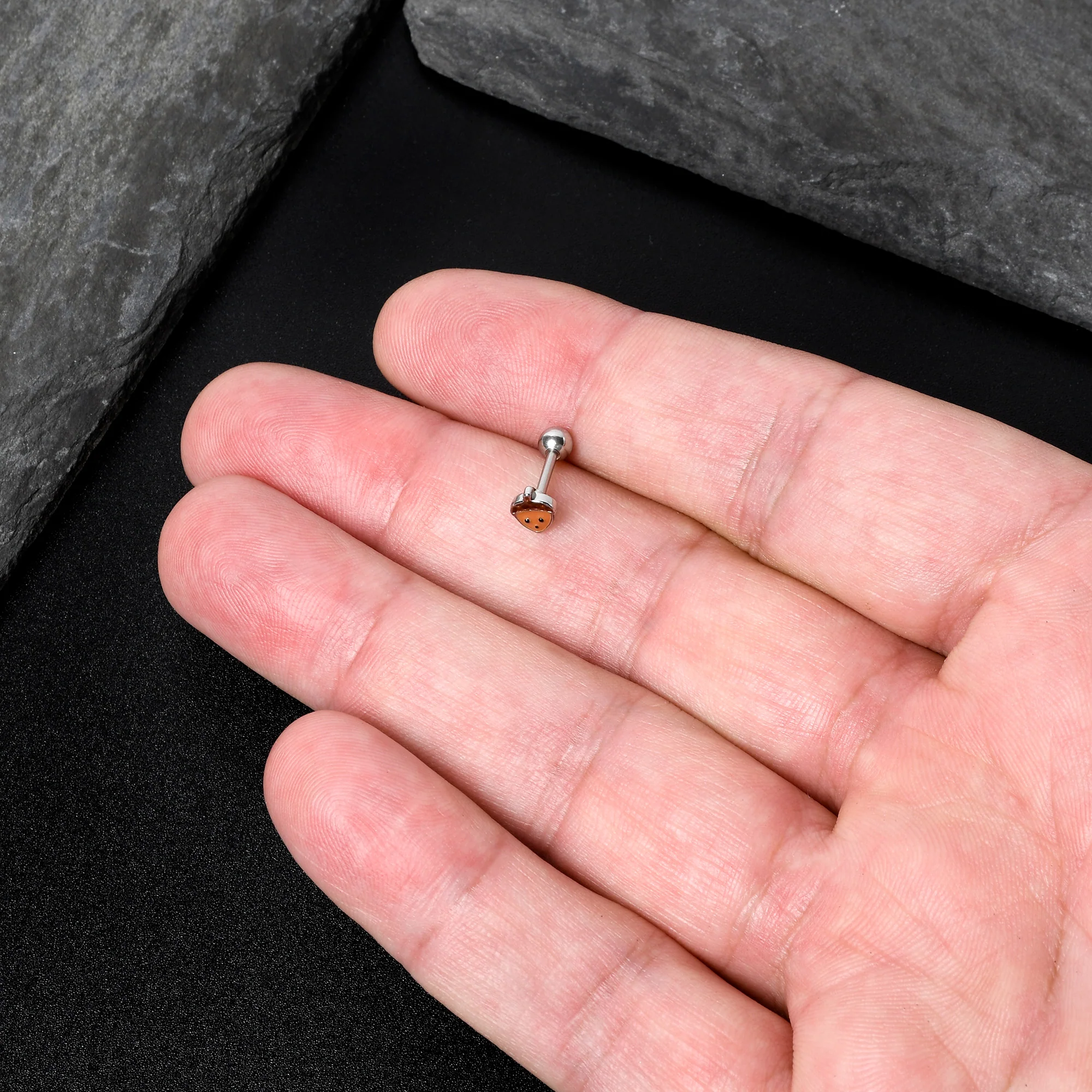 16G 5/16 Acorn Face Brown Autumn Cartilage Tragus Earring - Image 8