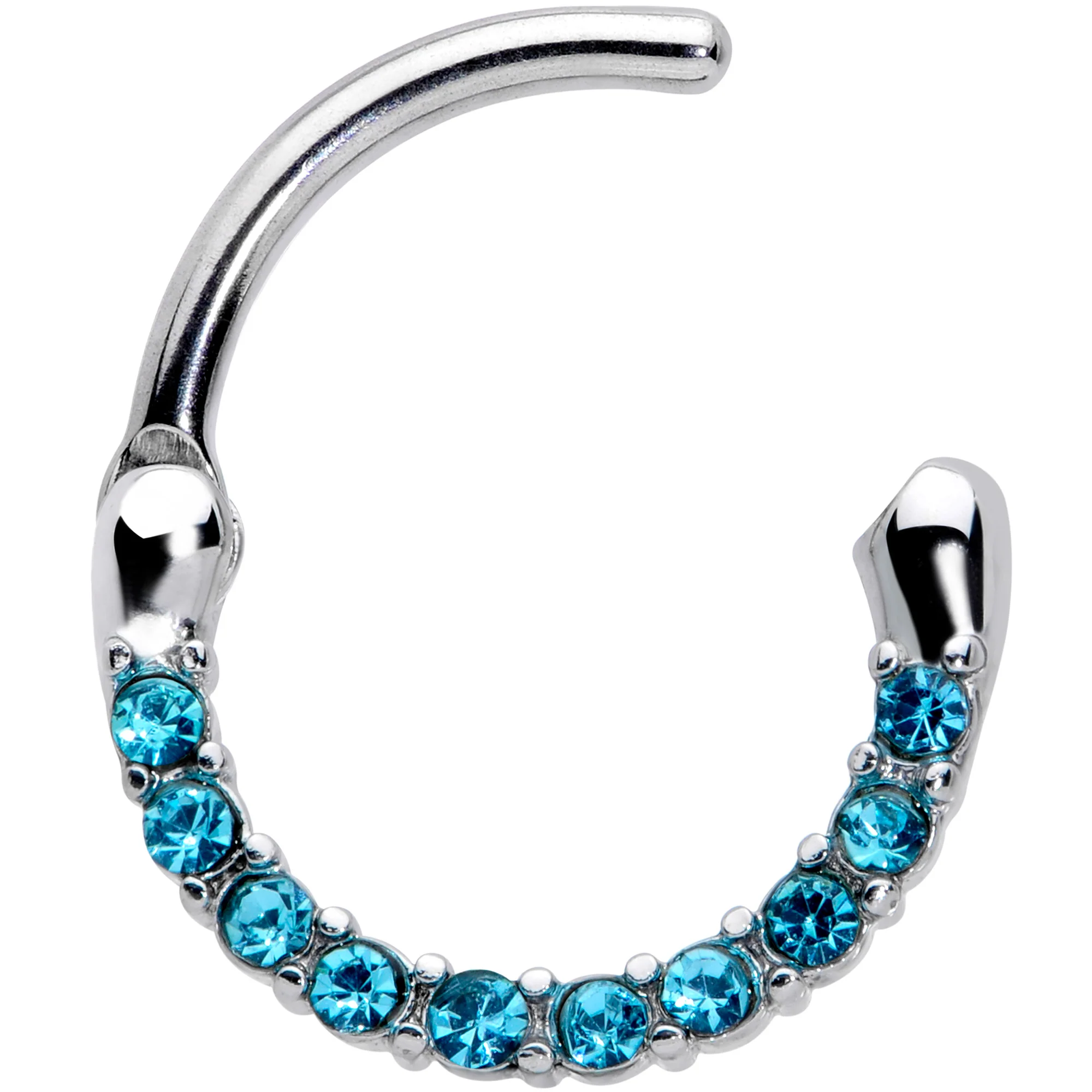 16G 5/16 Aqua Gem Paved Cartilage Clicker - Image 2