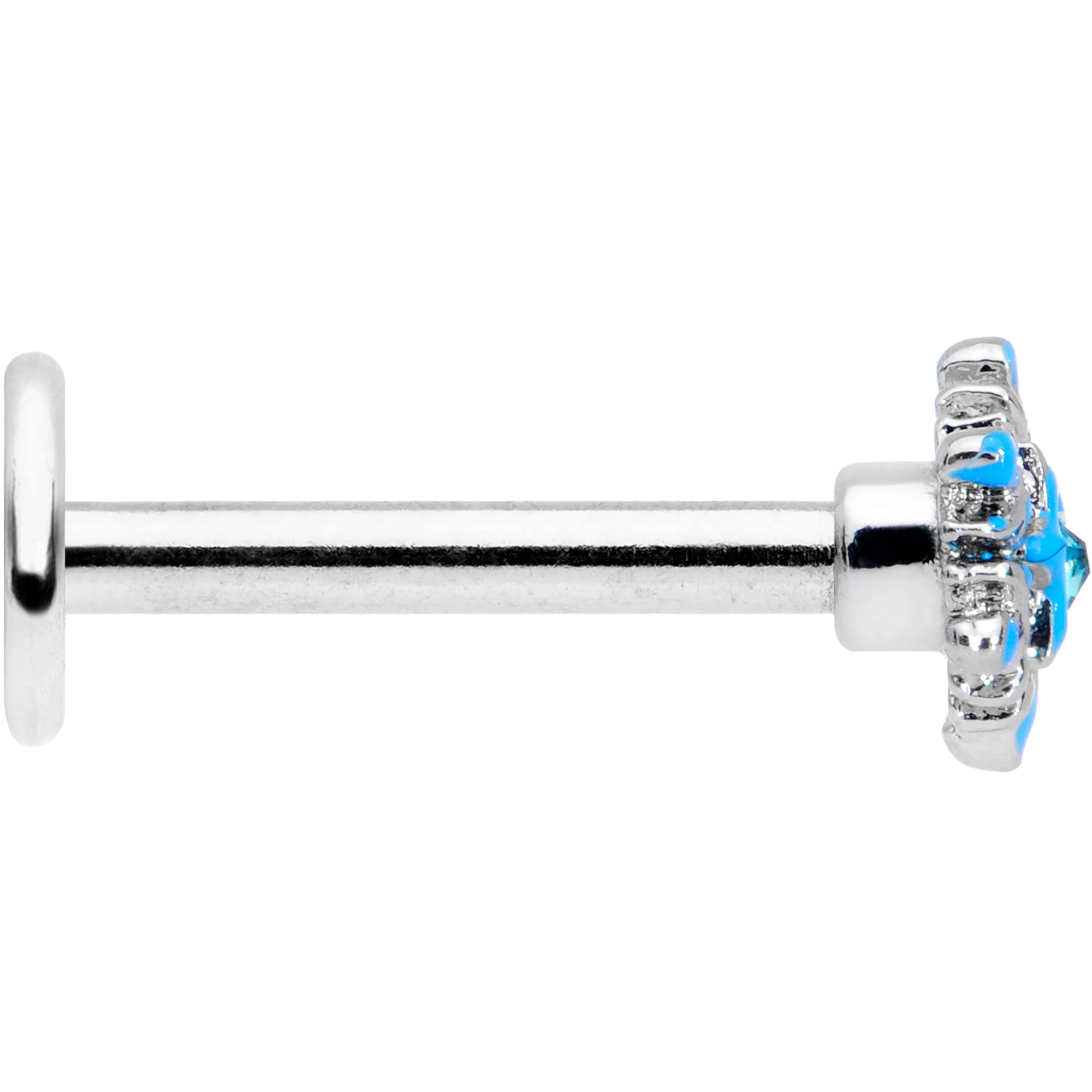 16G 5/16 Aqua Gem Winter Snowflake Christmas Labret Monroe Tragus - Image 3