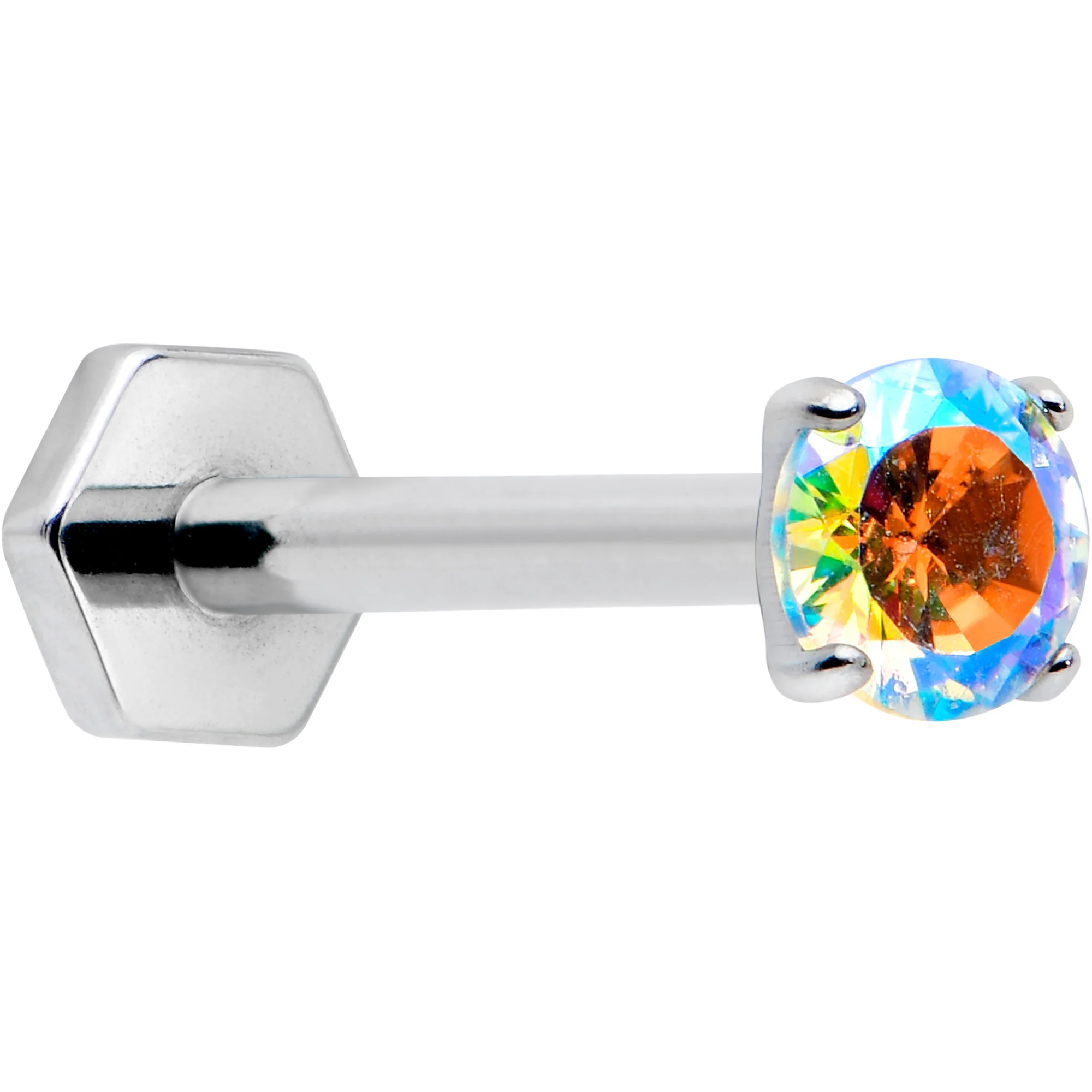 16G 5/16 Aurora CZ Gem ASTM F-136 Implant Grade Titanium Hex End Labret Tragus - Image 7