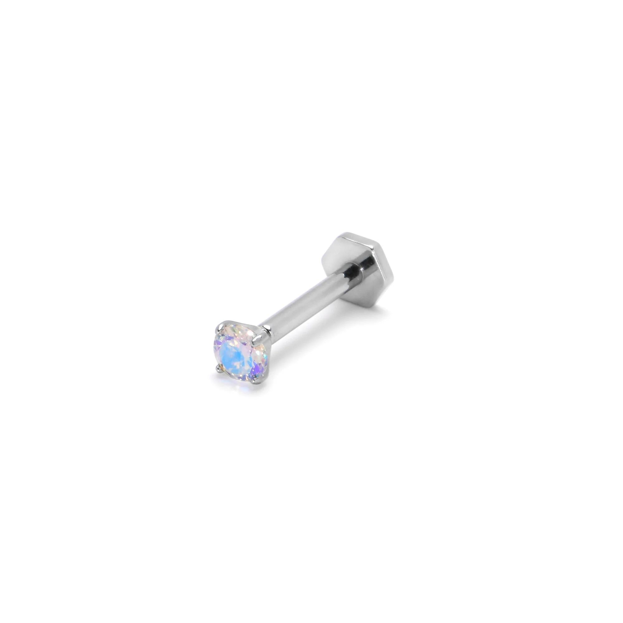 16G 5/16 Aurora CZ Gem ASTM F-136 Implant Grade Titanium Hex End Labret Tragus - Image 9