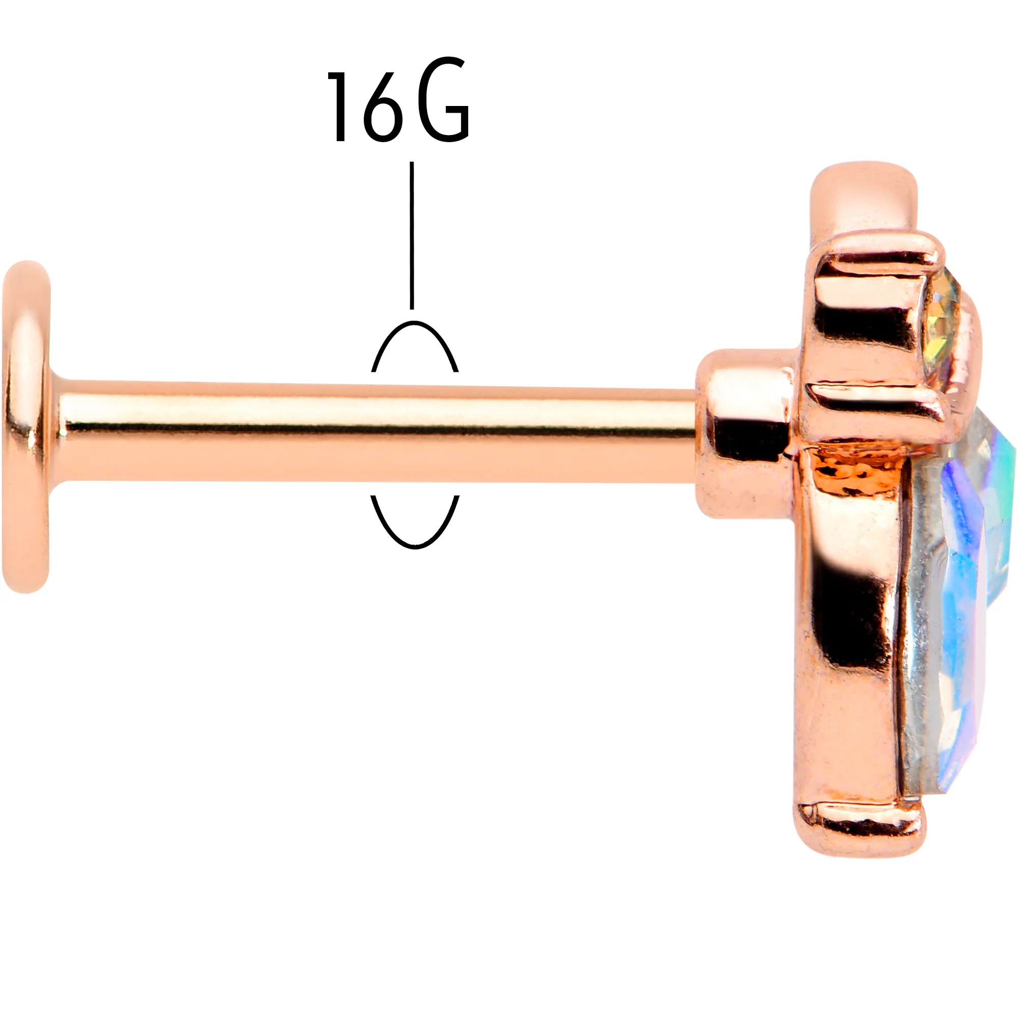 16G 5/16 Aurora CZ Gem Rosy Tone Fleur de Lis Butterfly Labret Monroe Tragus - Image 5