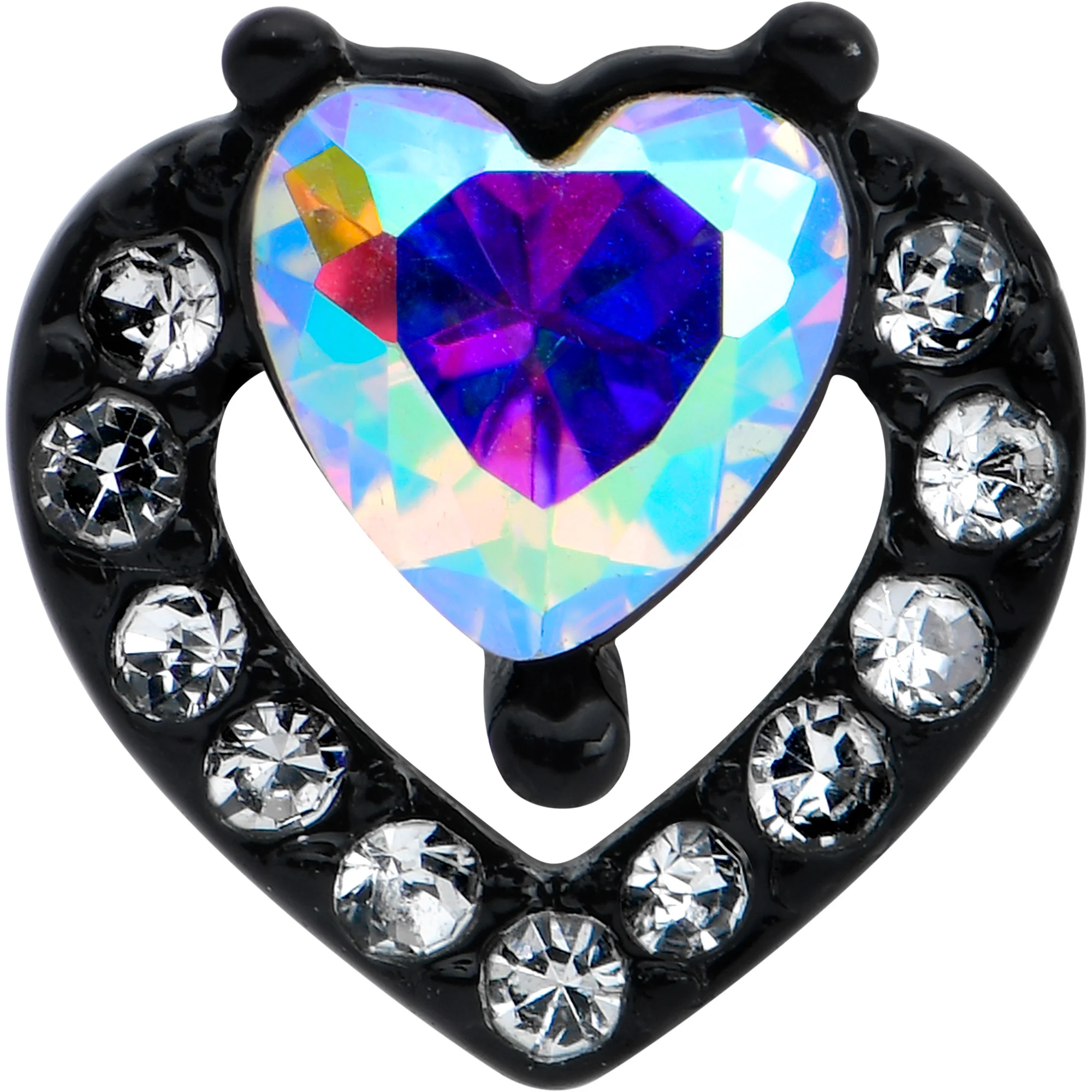 16G 5/16 Aurora Gem Black Rococo Hearts Labret Monroe Tragus - Image 2