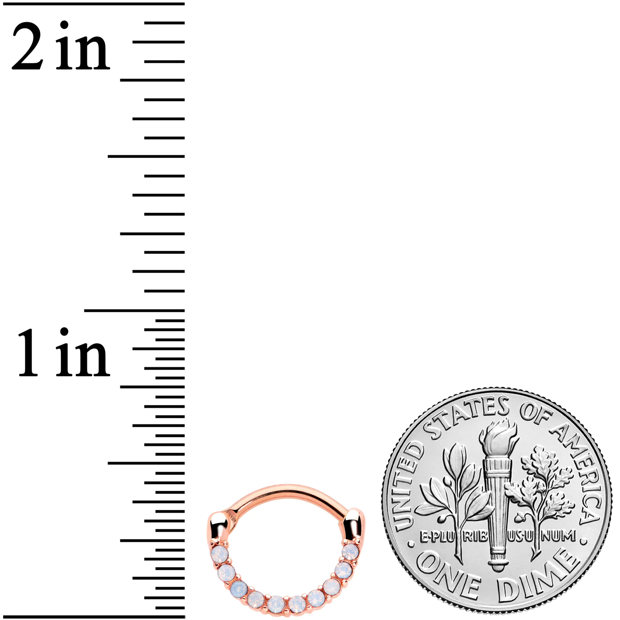 16G 5/16 Aurora Gem Rose Gold Tone Paved Cartilage Clicker - Image 3