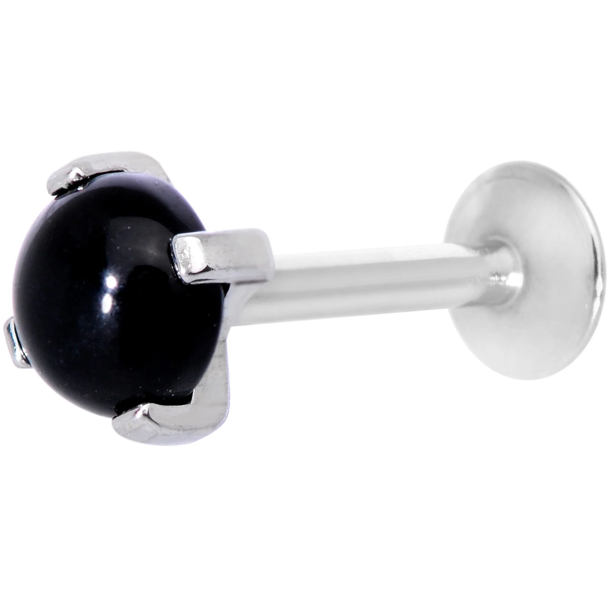 16G 5/16 Black Agate Internally Threaded Labret Monroe Tragus