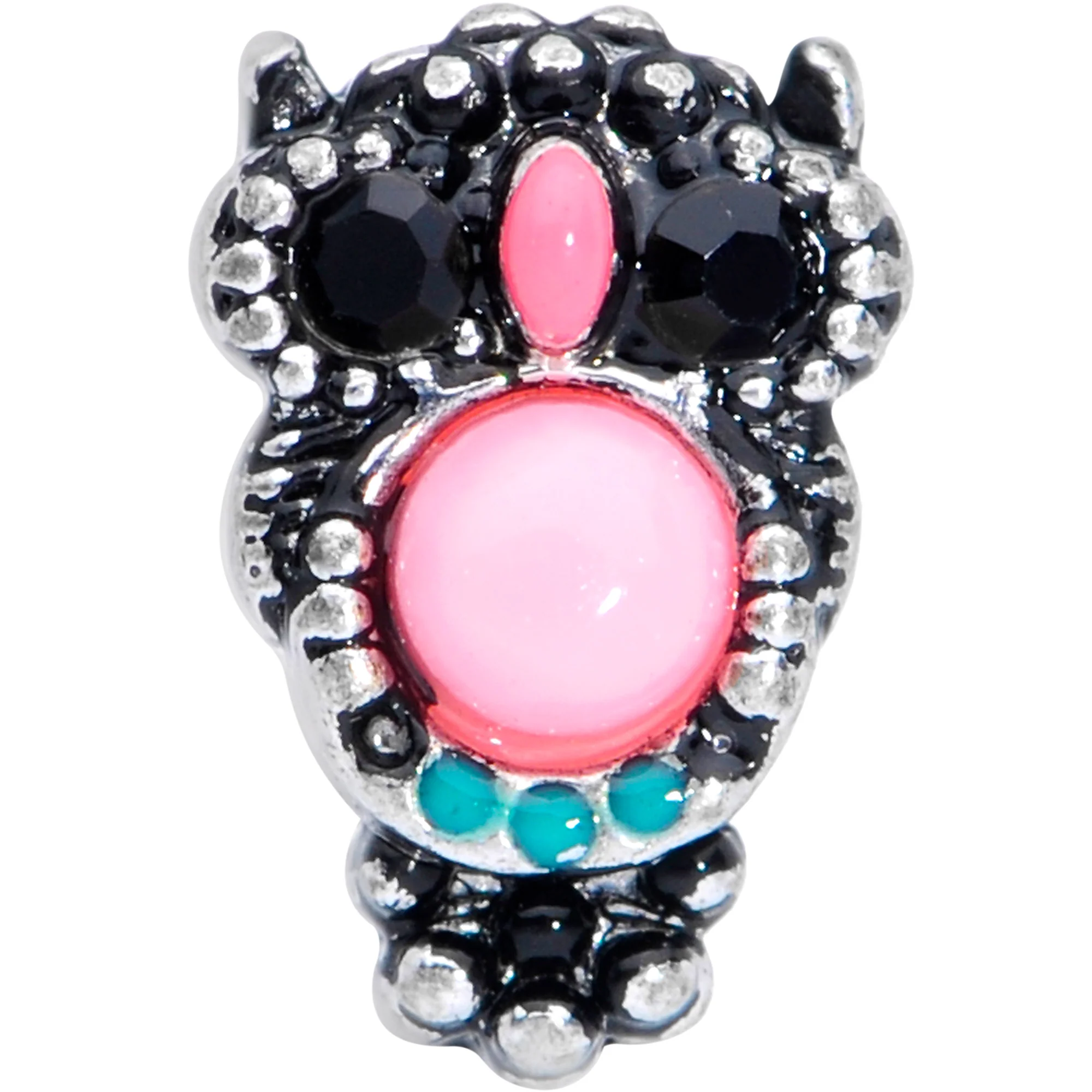 16G 5/16 Black Gem Pink Orb Owl Labret Monroe Tragus - Image 2