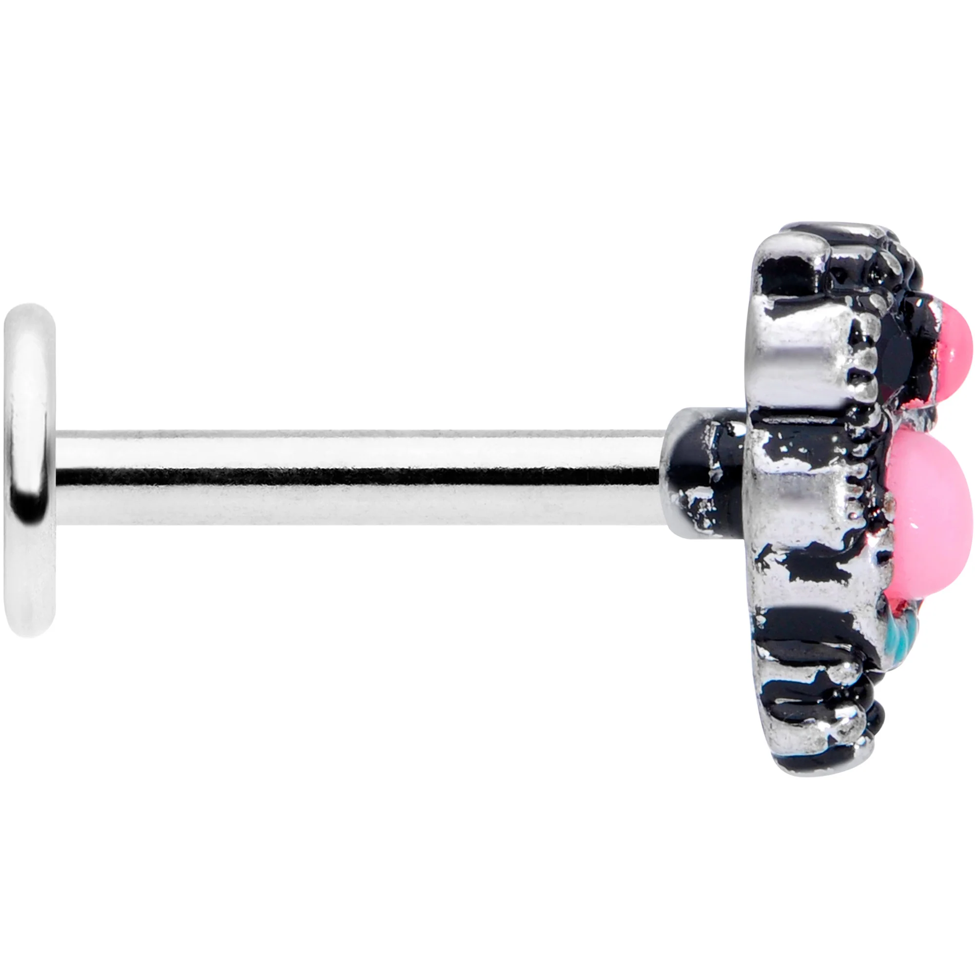 16G 5/16 Black Gem Pink Orb Owl Labret Monroe Tragus - Image 3