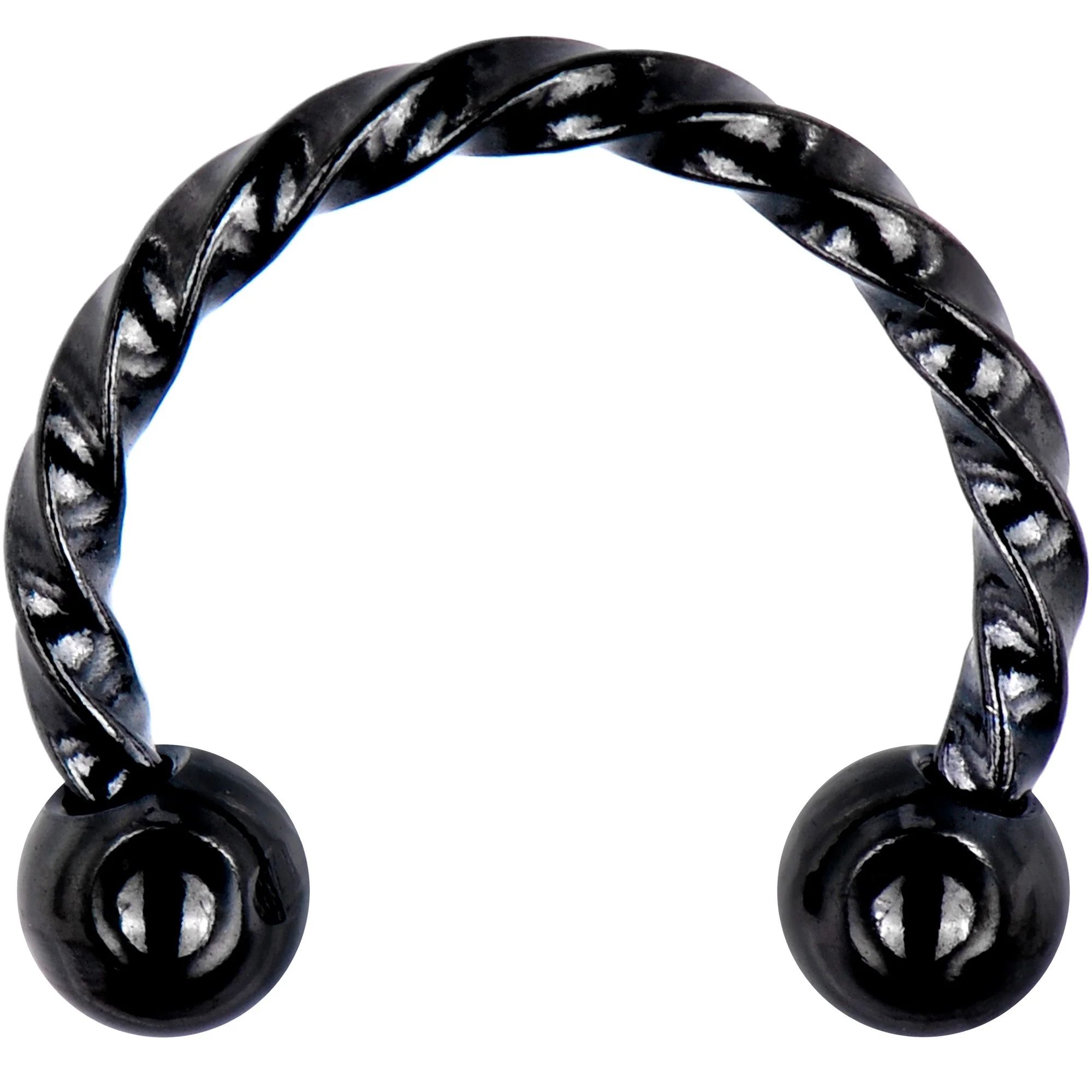 16G 5/16 Black IP Seriously Twisted Horseshoe Circular Barbell