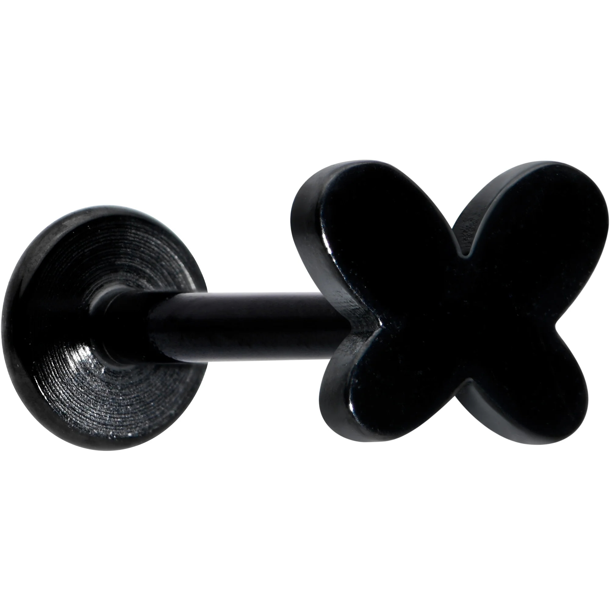 16G 5/16 Black Simple Butterfly Internally Threaded Labret Tragus