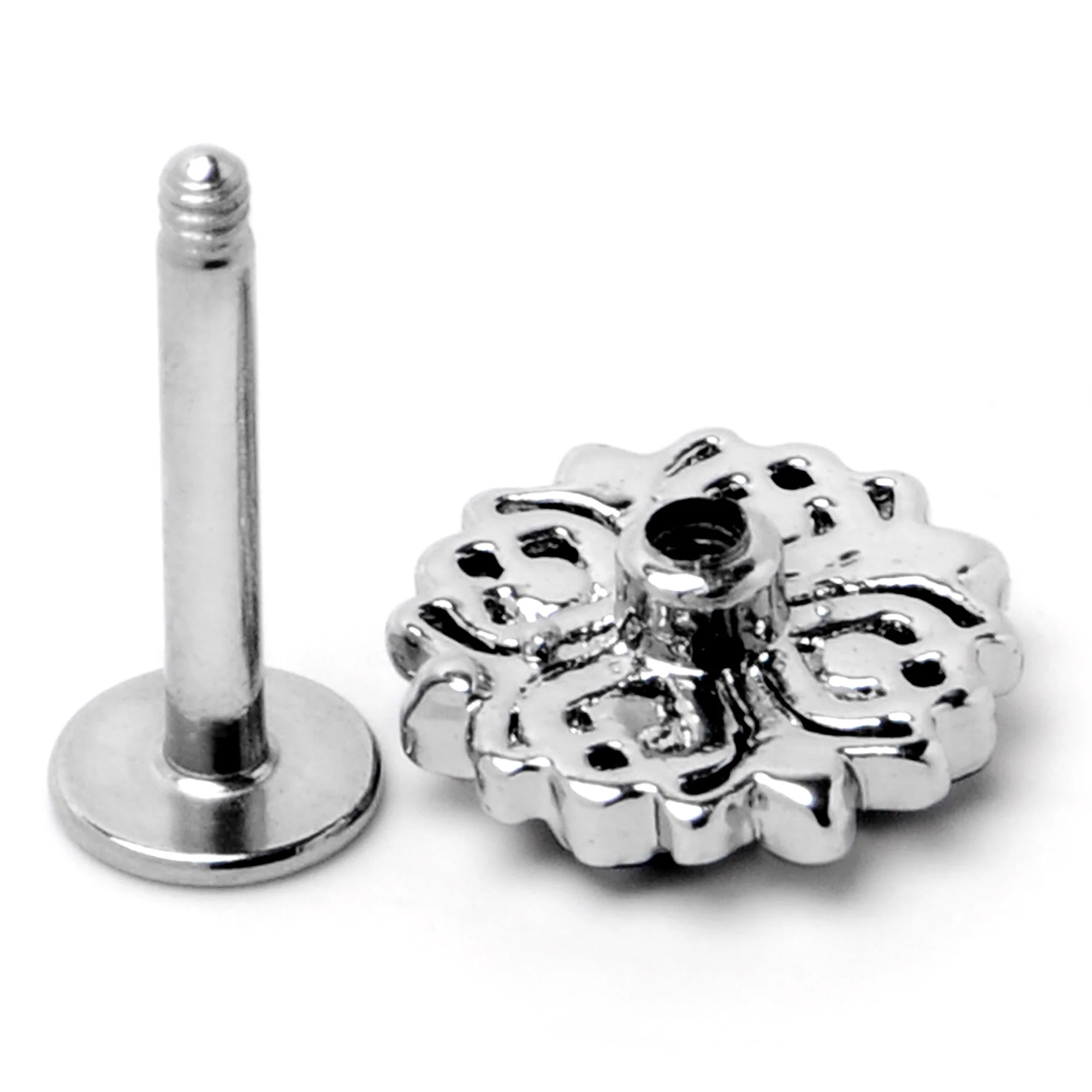 16G 5/16 Blue Clear Gem Embellished Cross Labret Monroe Tragus - Image 6