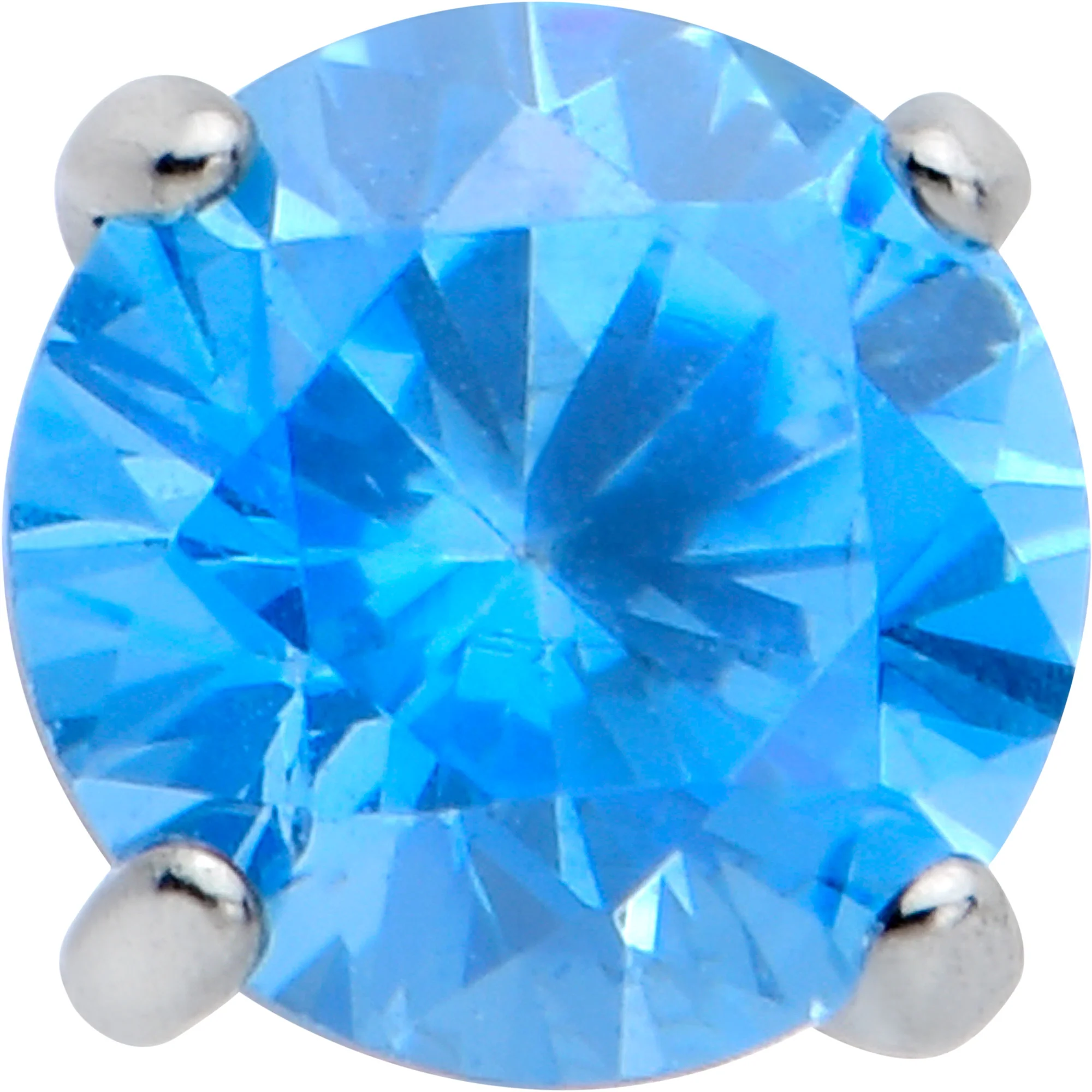 16G 5/16 Blue CZ Gem ASTM F-136 Implant Grade Titanium Hex End Labret Tragus - Image 2