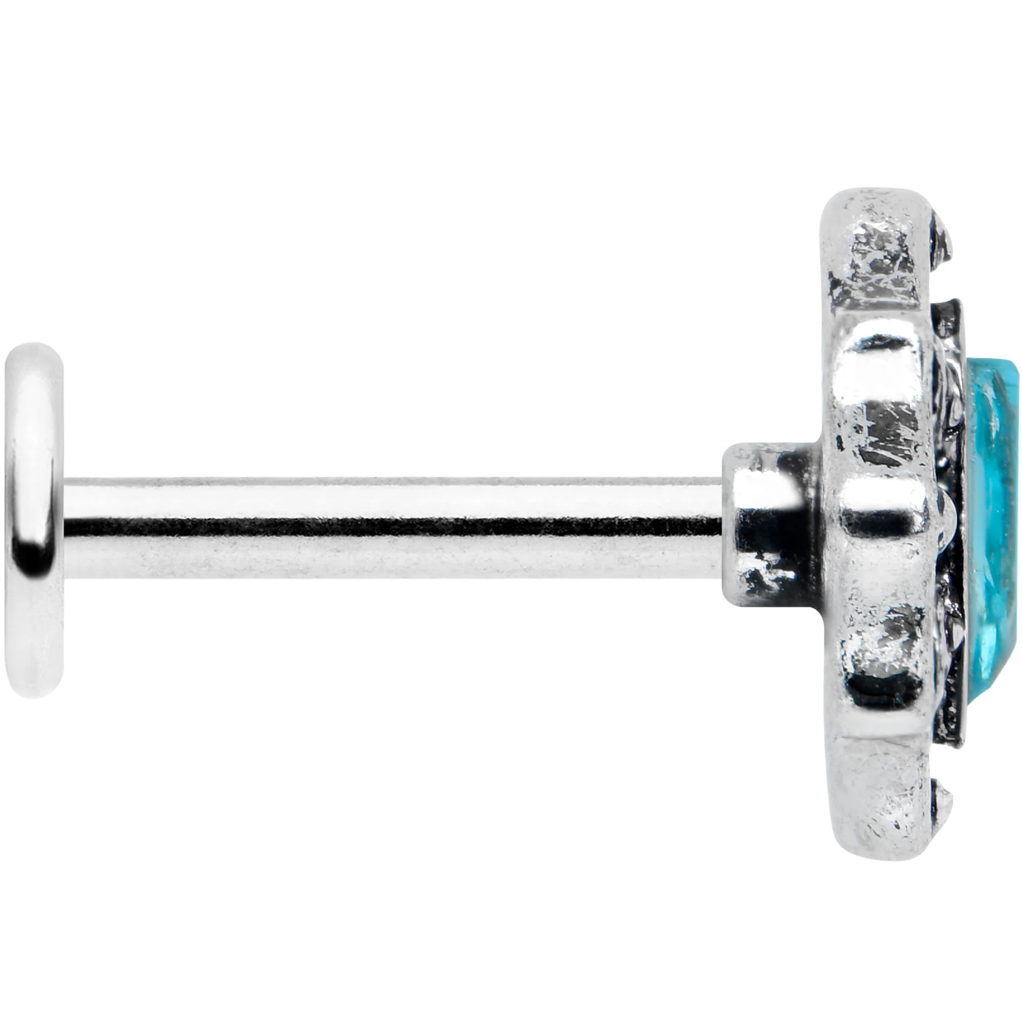 16G 5/16 Blue Gem Retro Rhombus Labret Monroe Tragus - Image 3