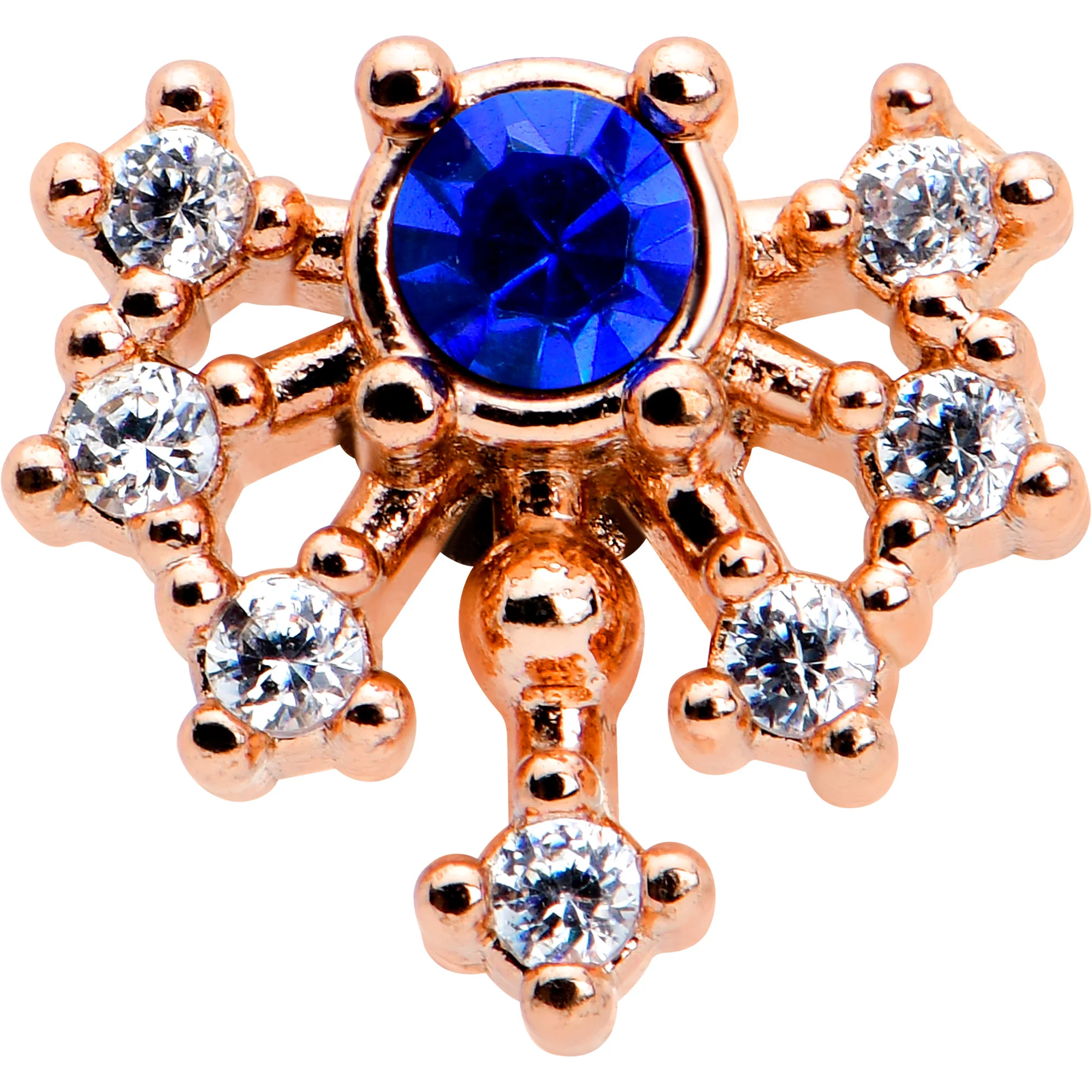 16G 5/16 Blue Gem Rosy Tone Glamour Flare Labret Monroe Tragus - Image 2