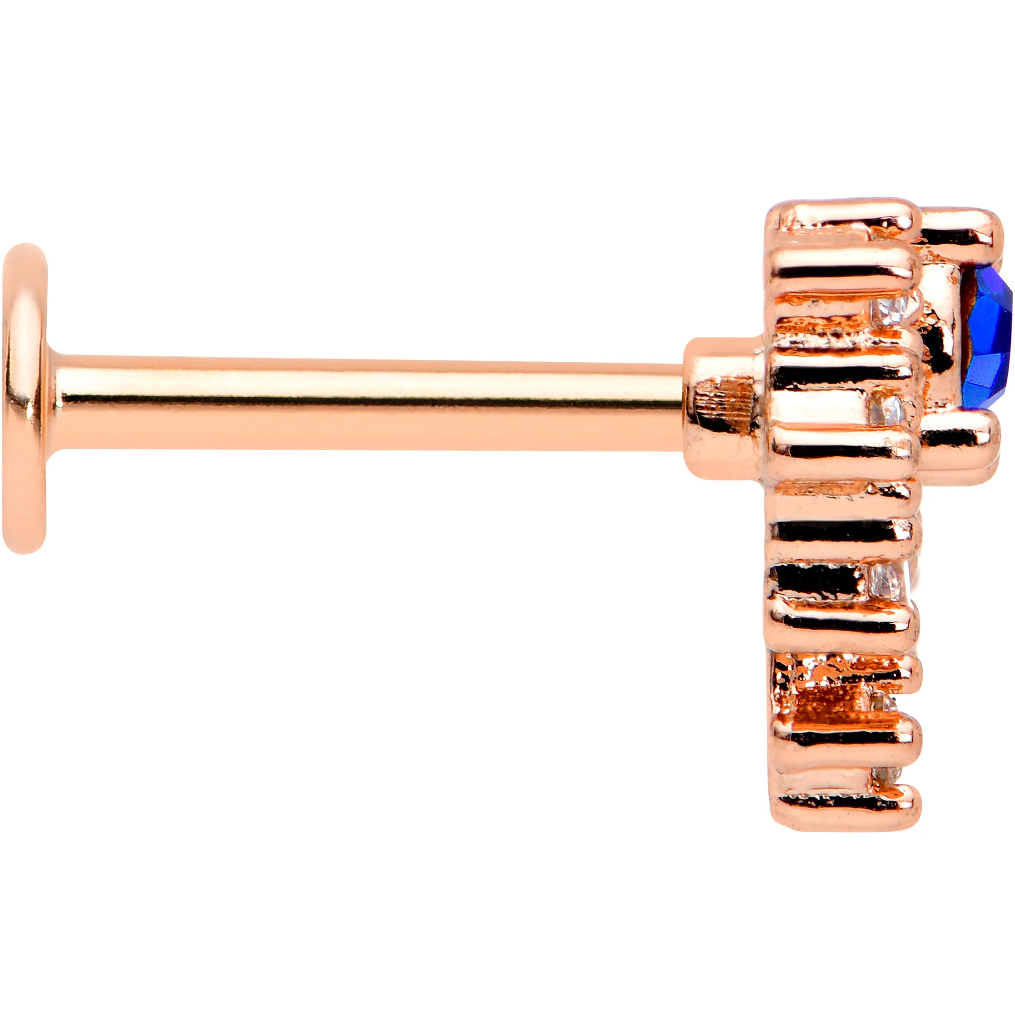 16G 5/16 Blue Gem Rosy Tone Glamour Flare Labret Monroe Tragus - Image 3