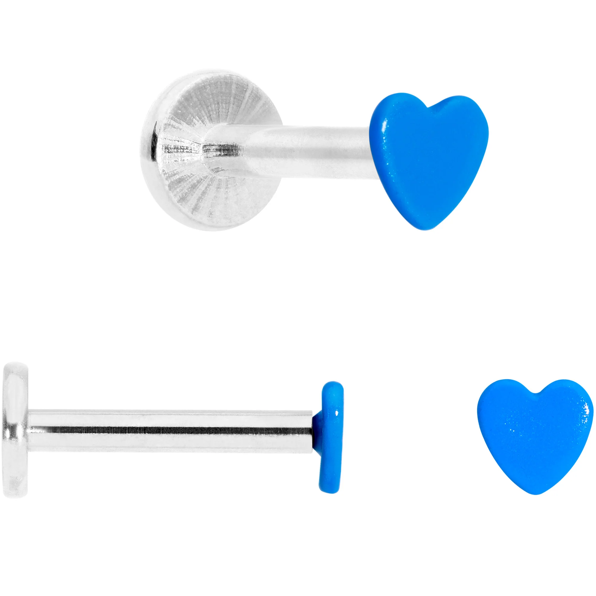 16G 5/16 Blue Glow Star Heart Labret Set of 3 - Image 4