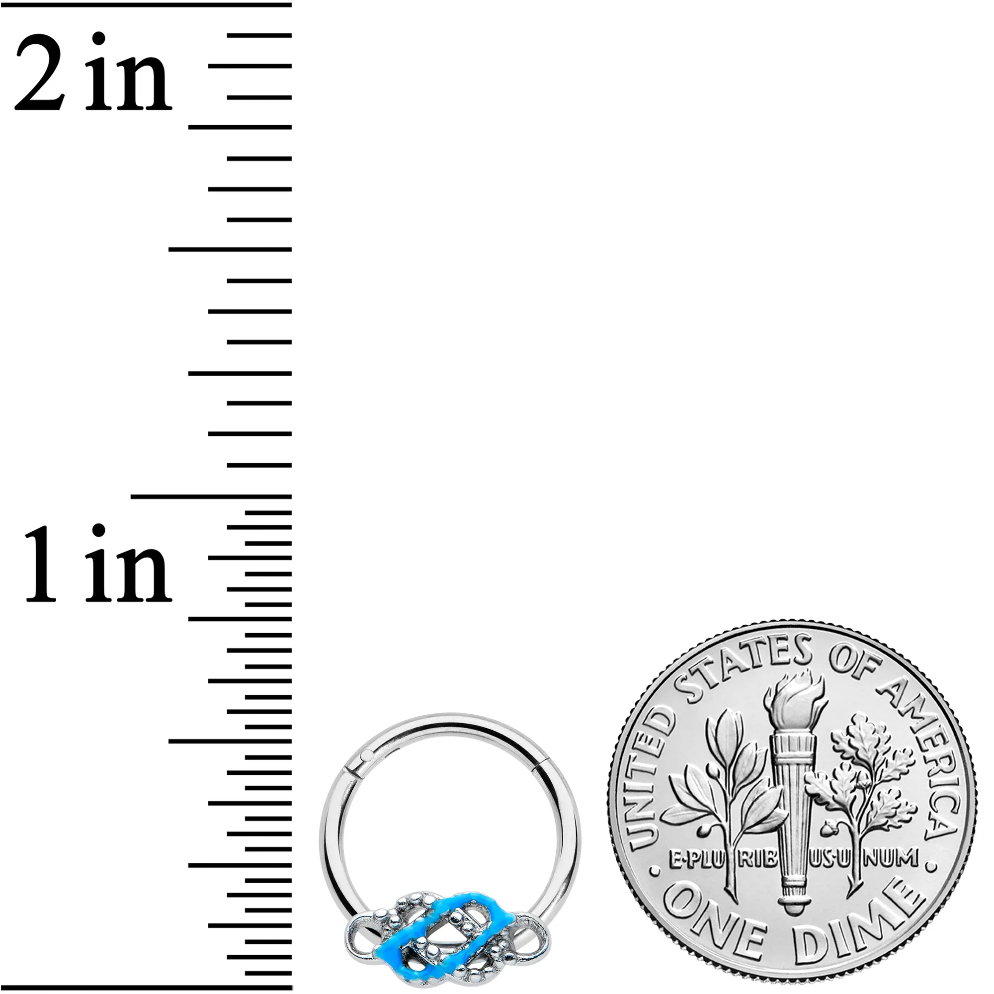16G 5/16 Celtic Knot Blue Hinged Segment Ring - Image 3