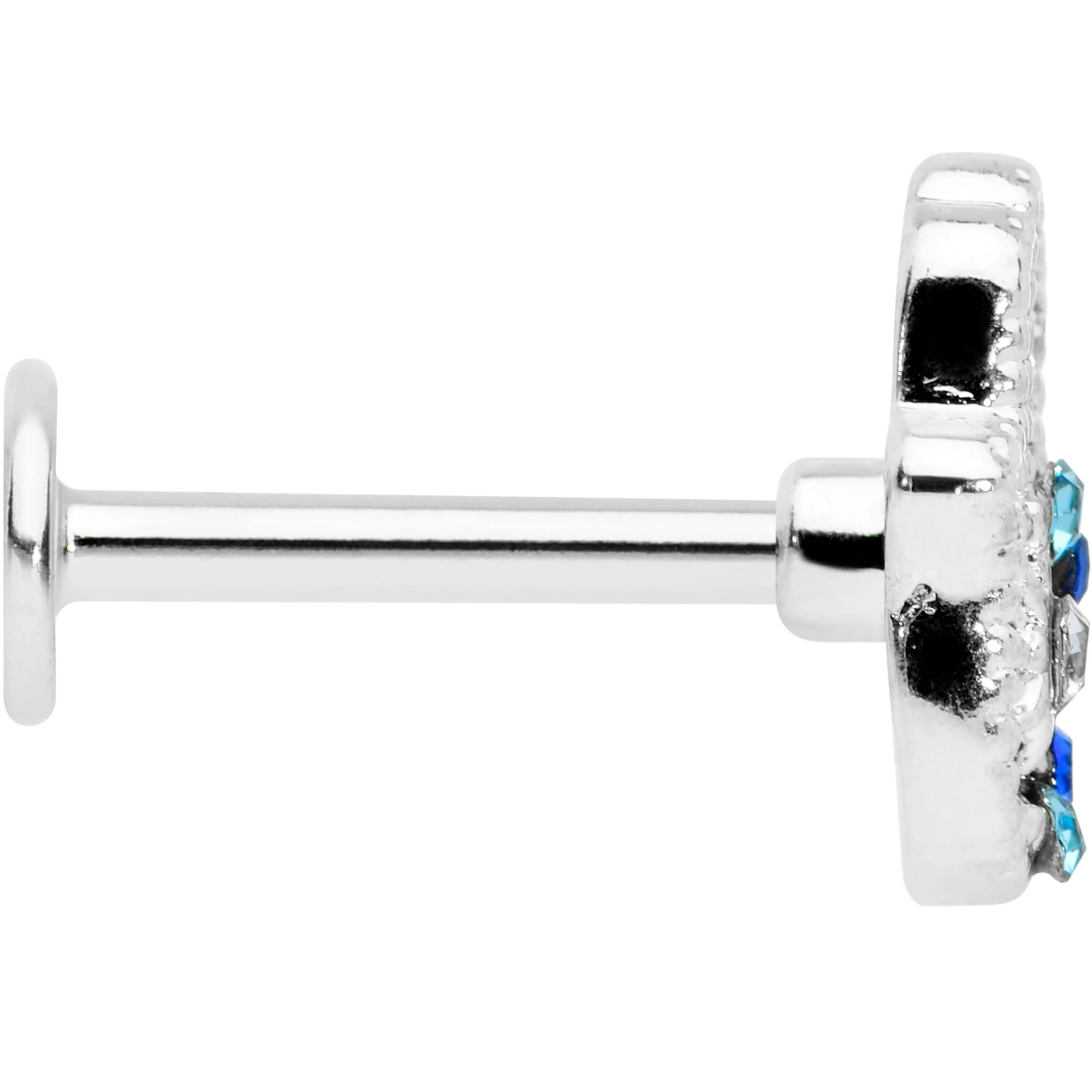 16G 5/16 Clear Blue Gem Texture Hamsa Labret Monroe Tragus - Image 3