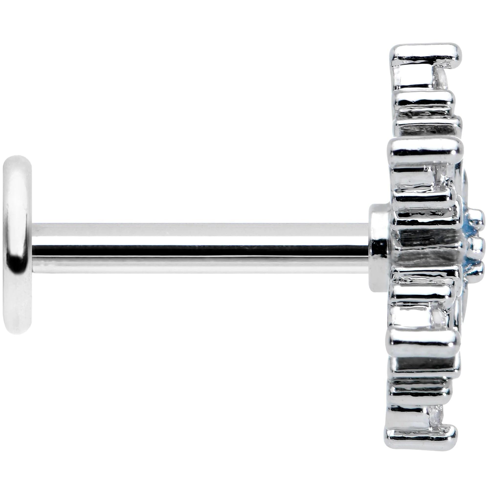16G 5/16 Clear CZ Blue Snowflake Christmas Labret Monroe Tragus - Image 3