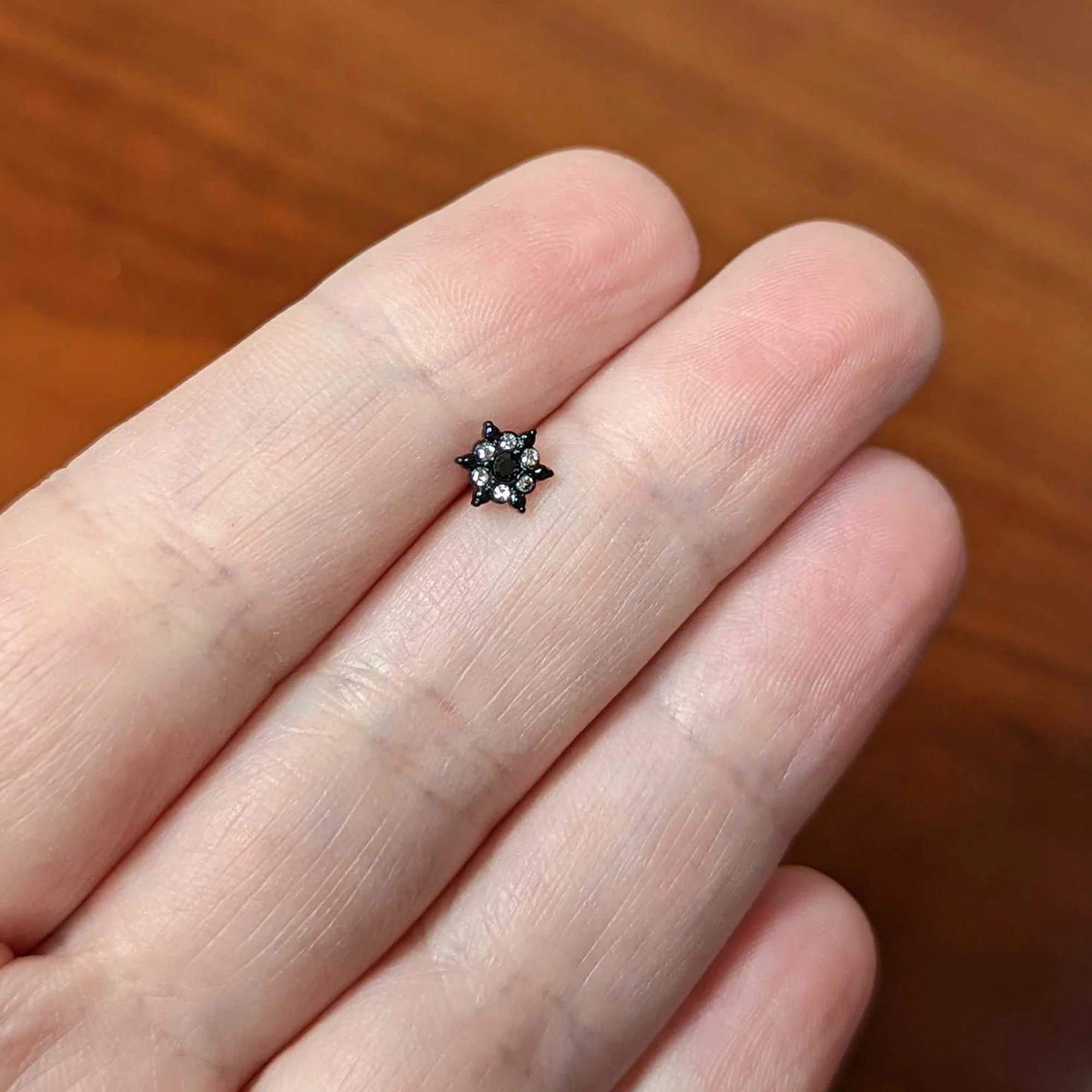 16G 5/16 Clear CZ Gem Black Abstract Sun Labret Monroe Tragus - Image 5