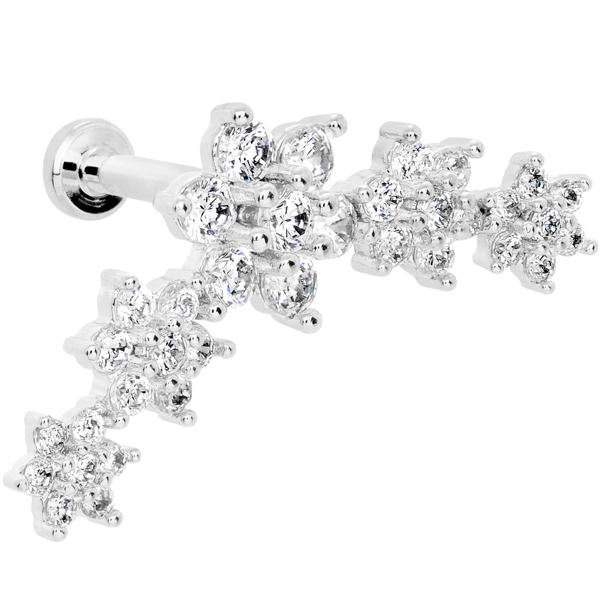 16G 5/16 Clear CZ Gem Floral Internal Thread Labret