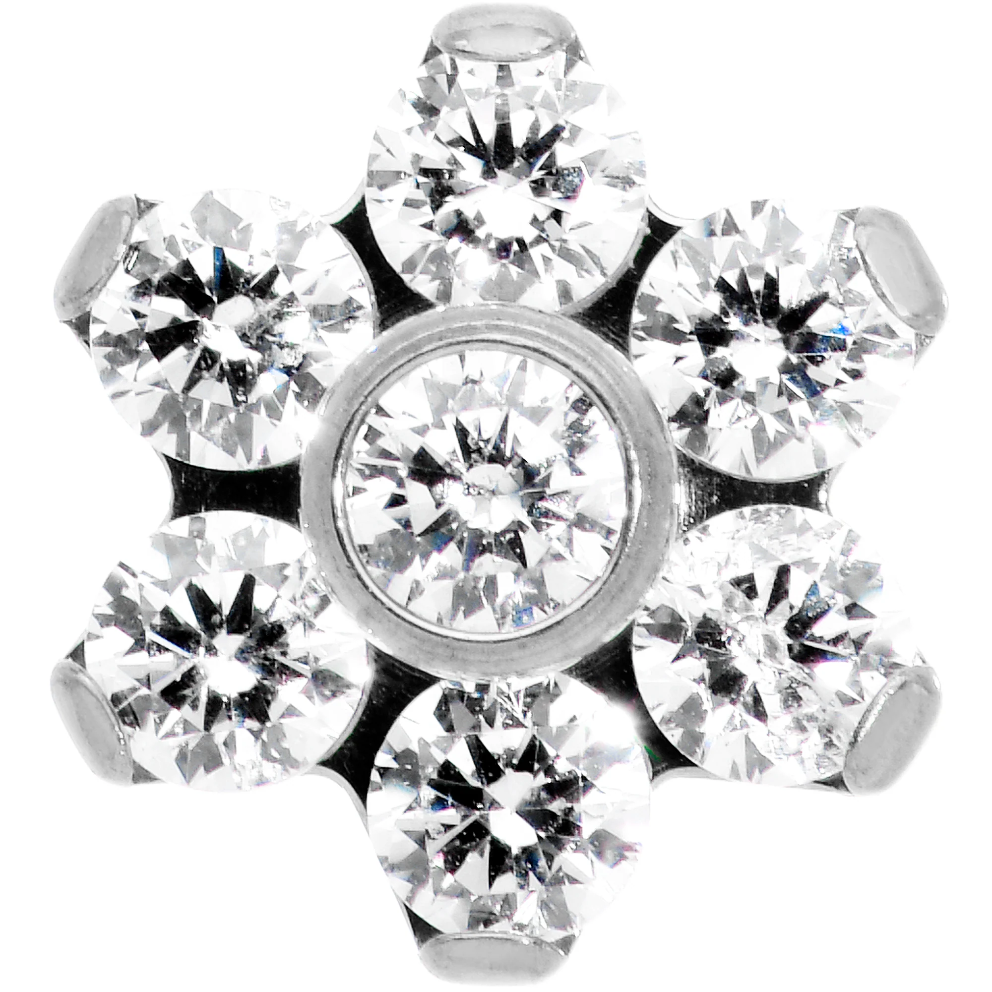16G 5/16 Clear CZ Gem G23 Titanium Flower Labret Monroe Tragus - Image 2