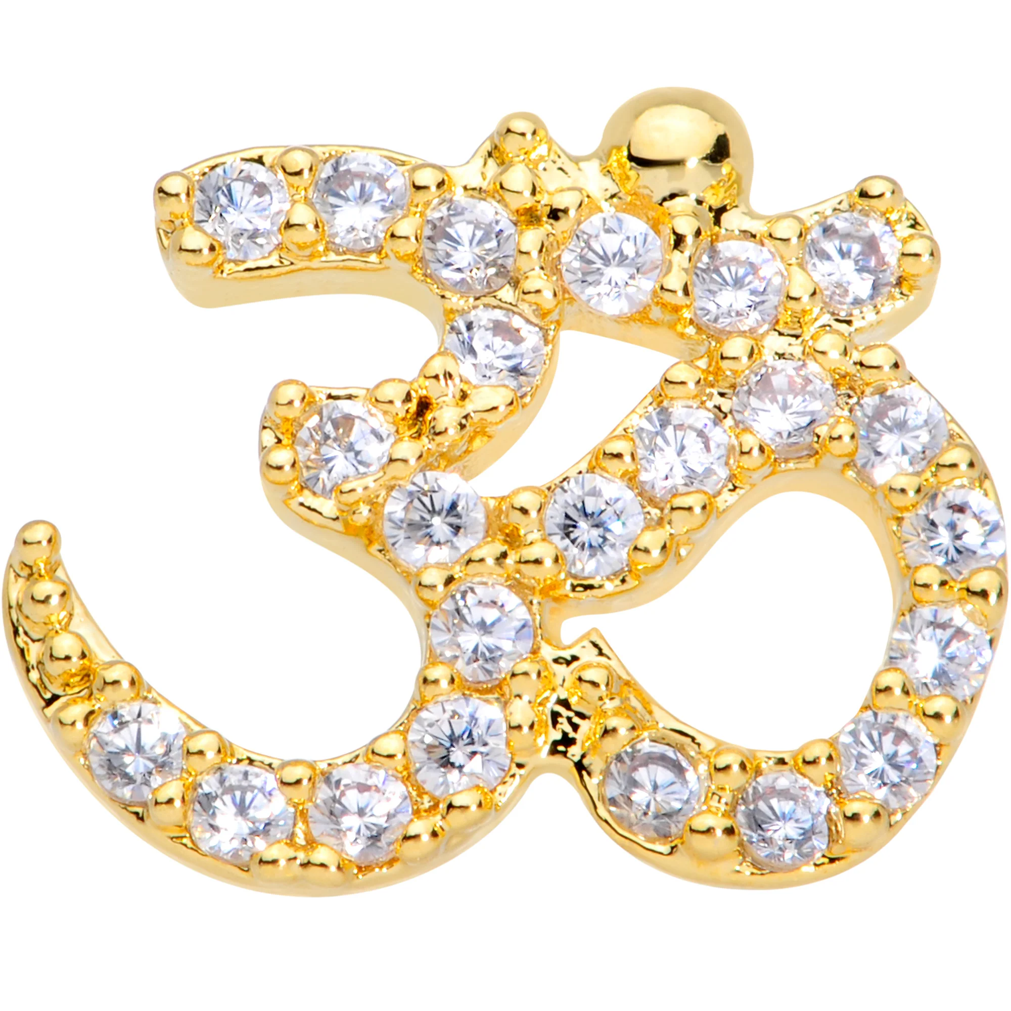 16G 5/16 Clear CZ Gem Gold Tone Amazing Om Labret Monroe Tragus - Image 2