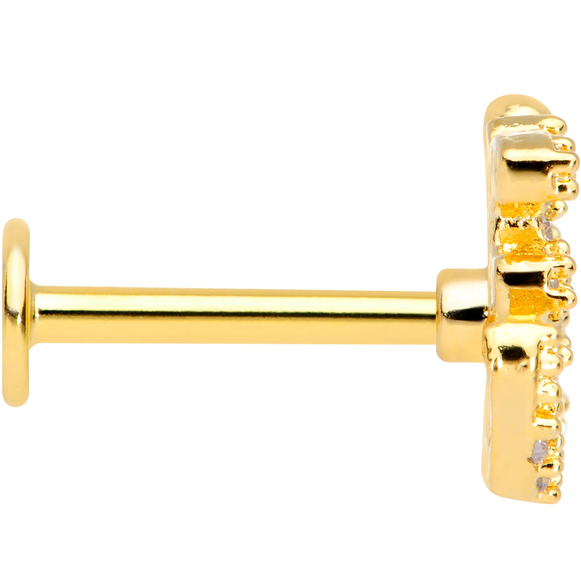 16G 5/16 Clear CZ Gem Gold Tone Amazing Om Labret Monroe Tragus - Image 3