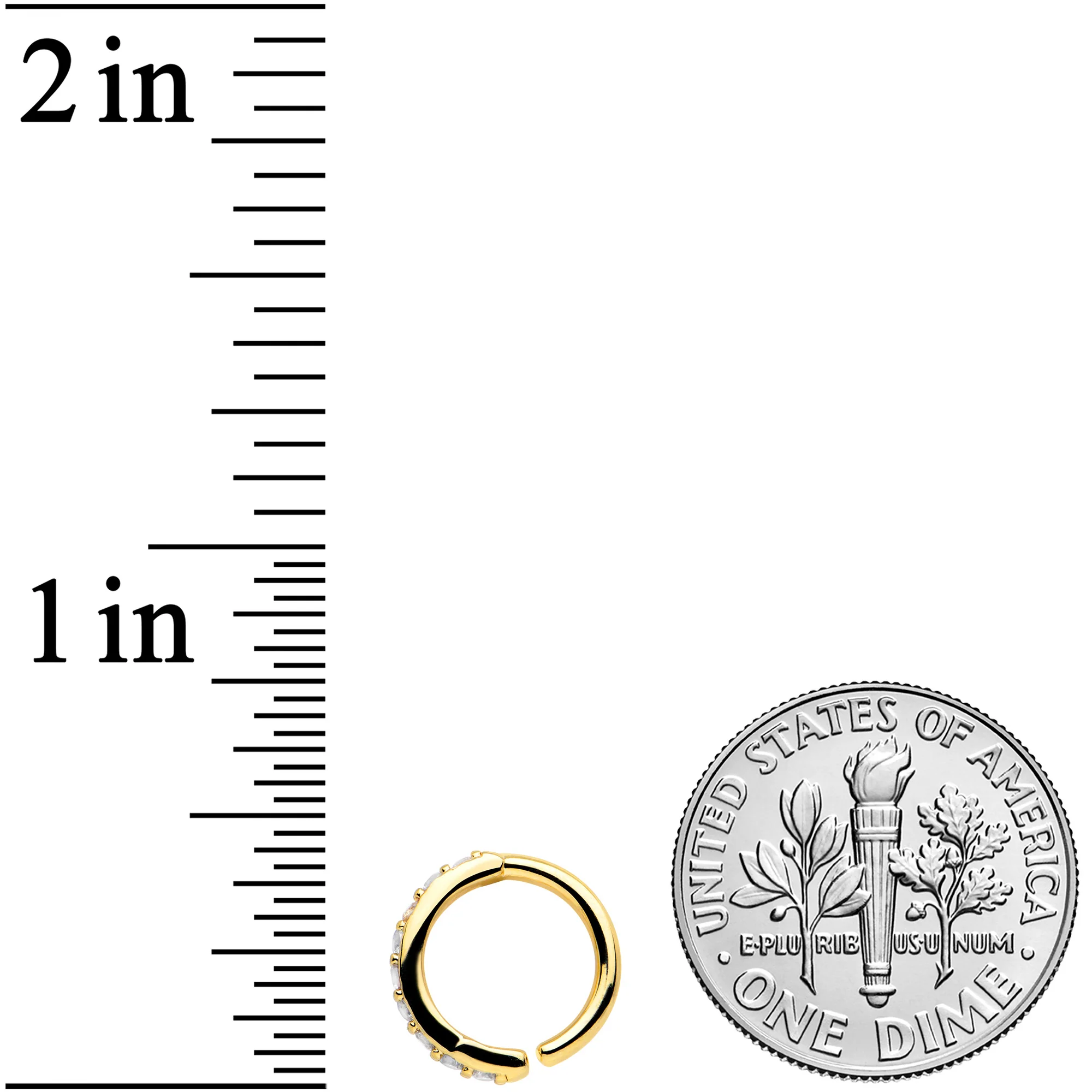 16G 5/16 Clear CZ Gem Gold Tone Forward Facing Closure Ring - Image 3