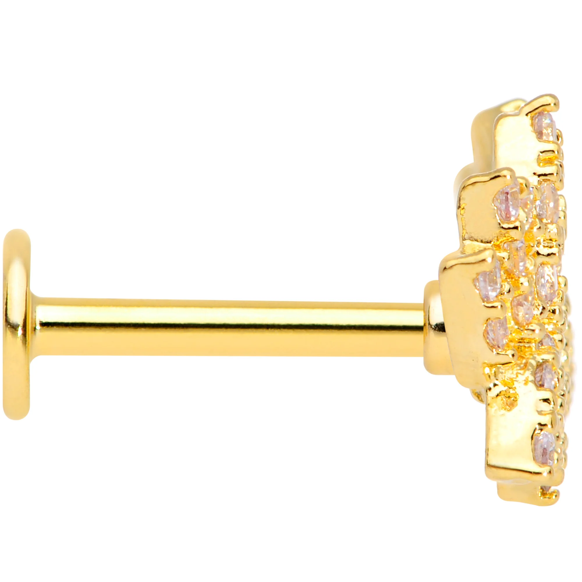 16G 5/16 Clear CZ Gem Gold Tone Lotus Flower Labret Monroe Tragus - Image 3