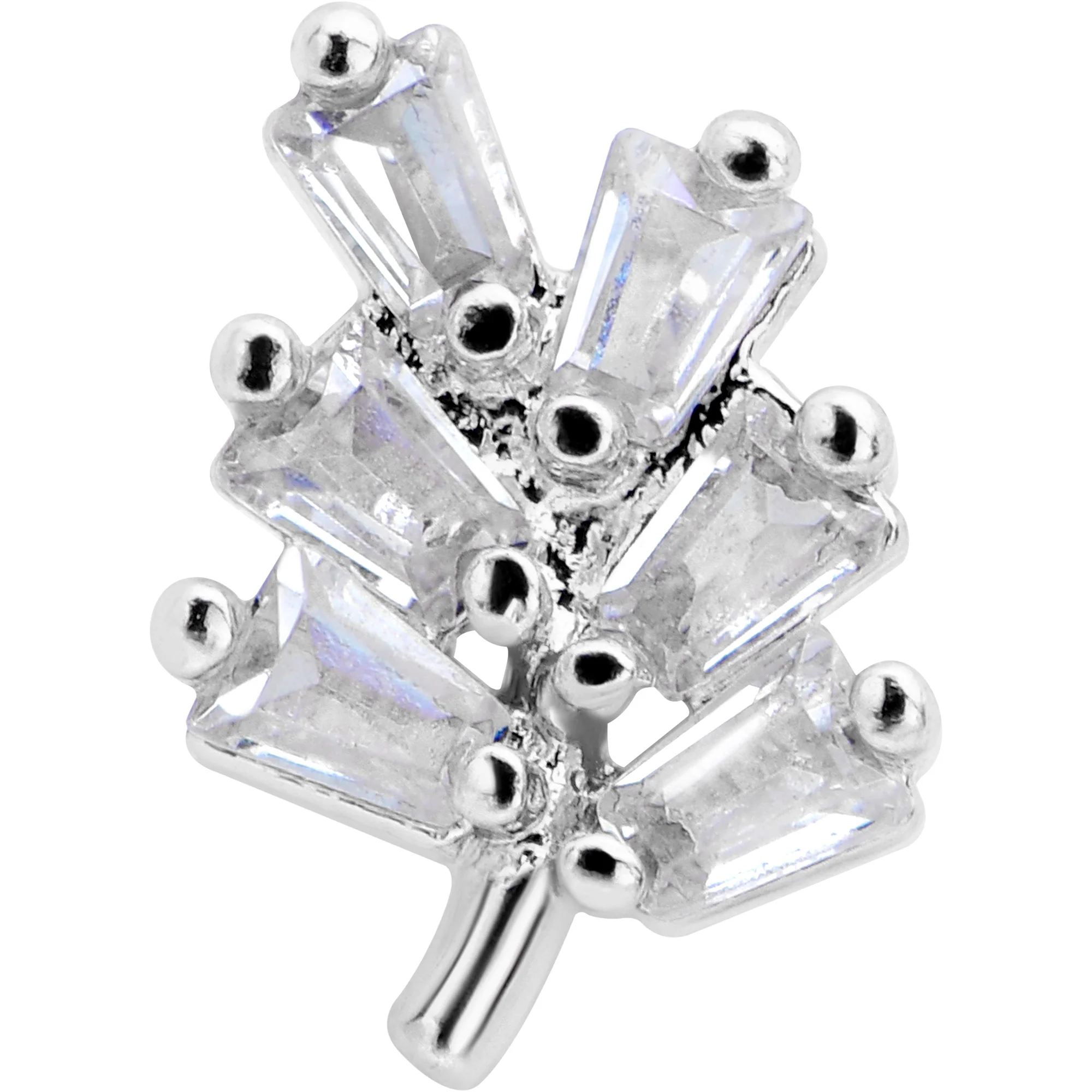 16G 5/16 Clear CZ Gem Leafy Branch Threadless Labret Monroe Tragus - Image 2
